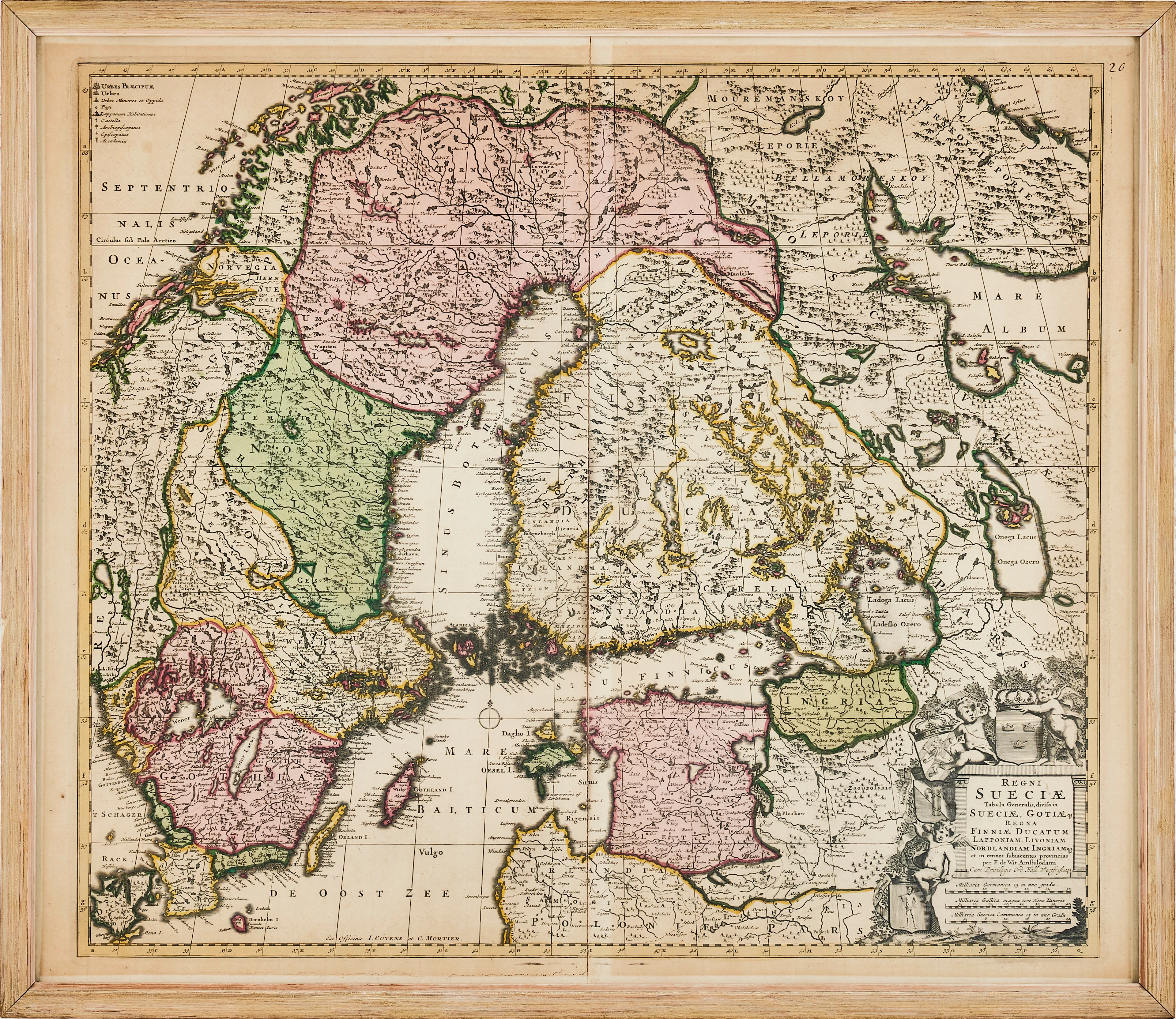 KARTA, Frederik de Wit, Sverige , 1700-tal, kopparstick, kolorerad.