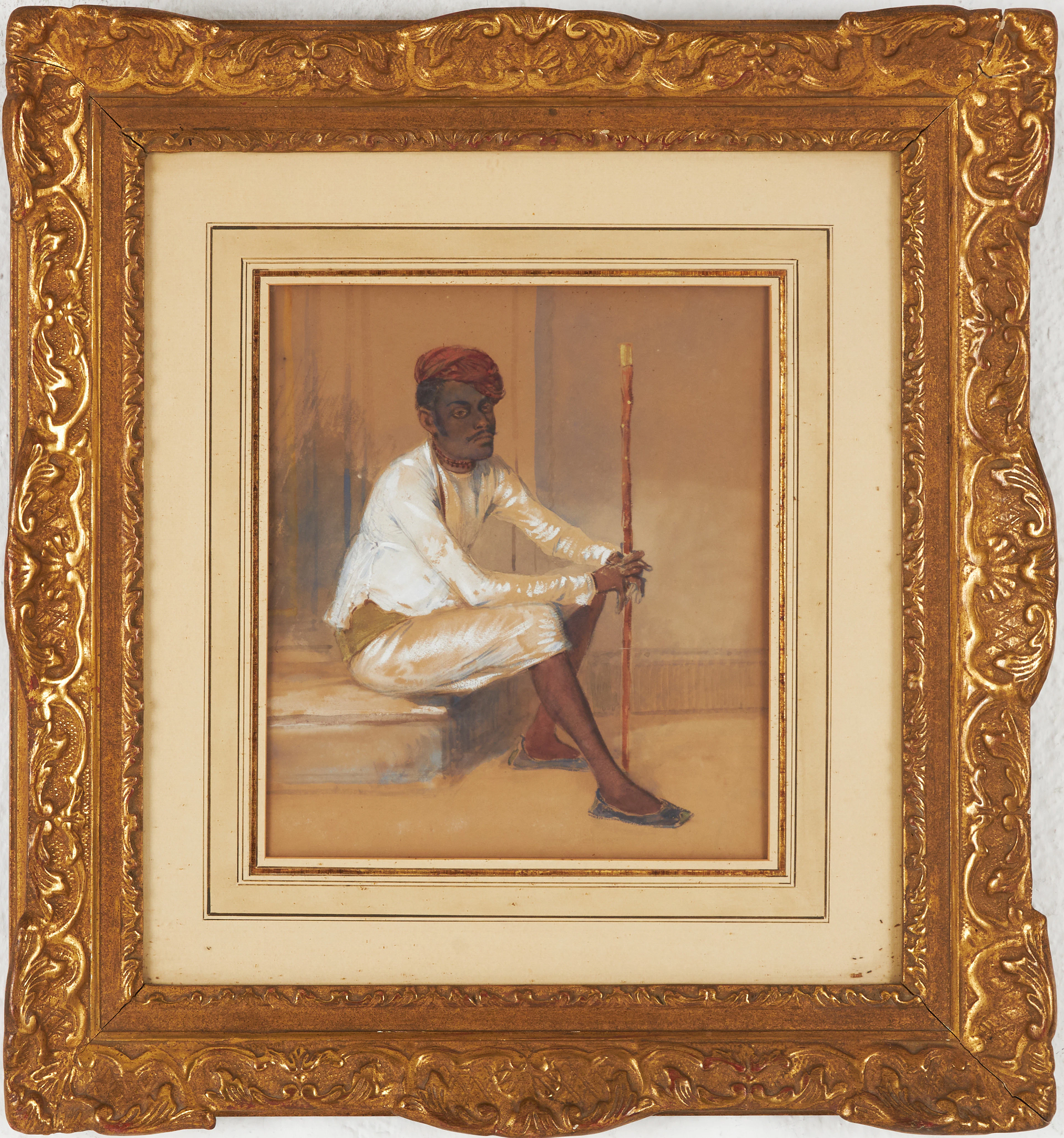 EGRON LUNDGREN. Personstudie - indien, ca 1858-59, akvarell med täckvitt.