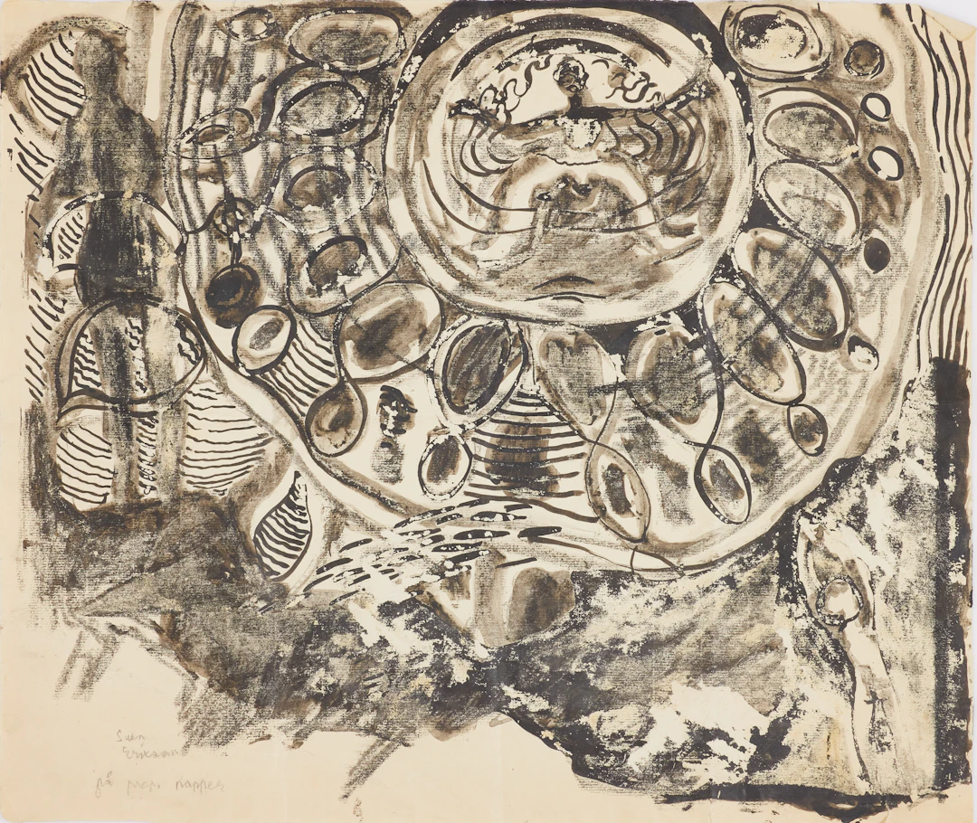 SVEN X:ET ERIXSON. Figurkomposition, tusch gouache på papper, signerad