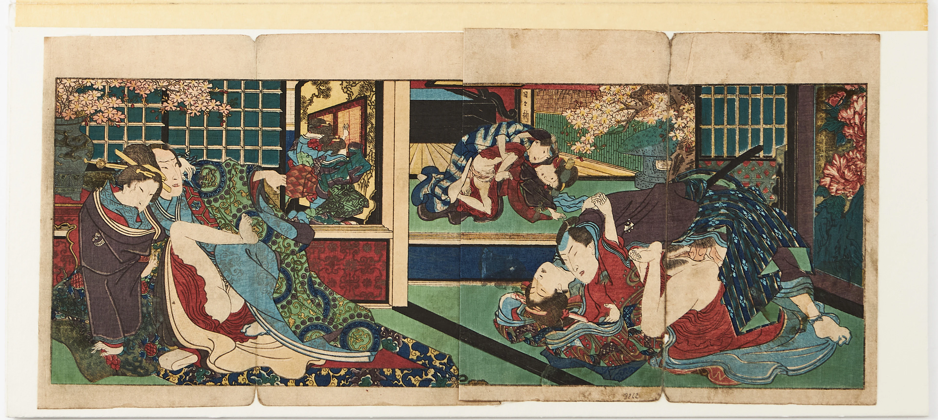 UTAGAWA KUNISADA (TOYOKUNI III, 1786-1865). Tillskriven. Erotisk scen (shunga).