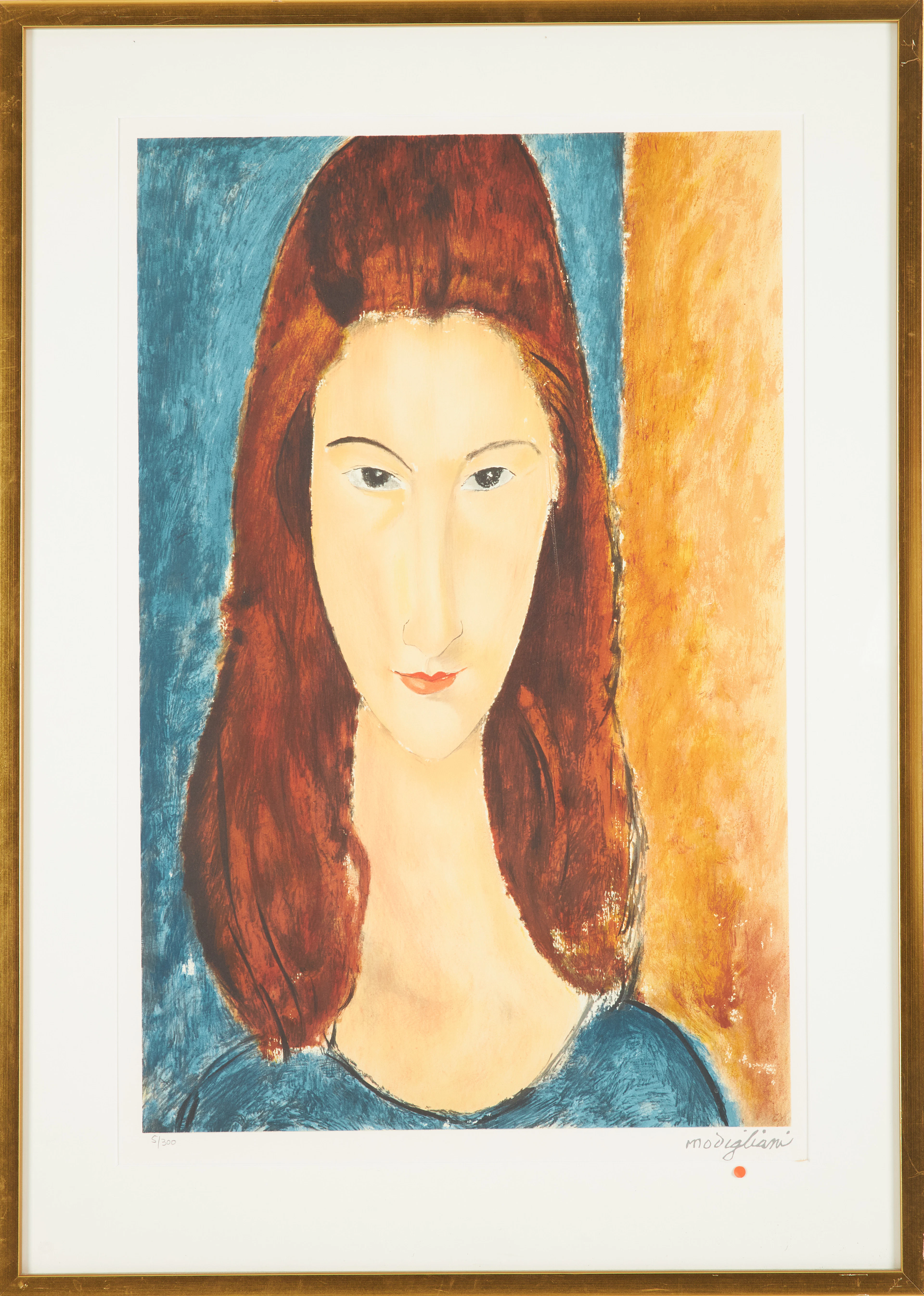 AMEDEO MODIGLIANI (1884-1920). Föreställande Jeanne Hébuterne, färglitografi