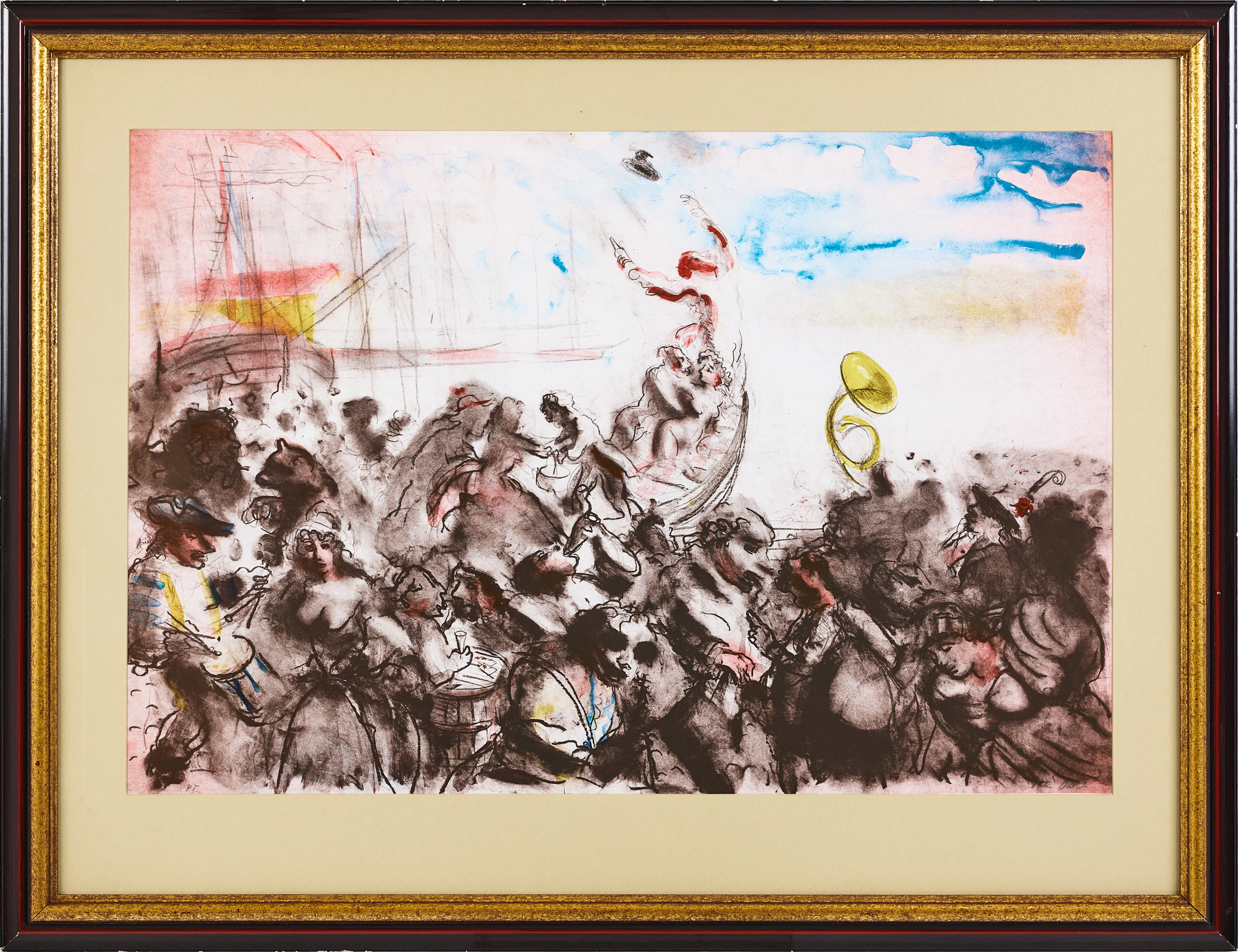 PETER DAHL. "Stolta stad" färglitografi, provtryck, signerad.