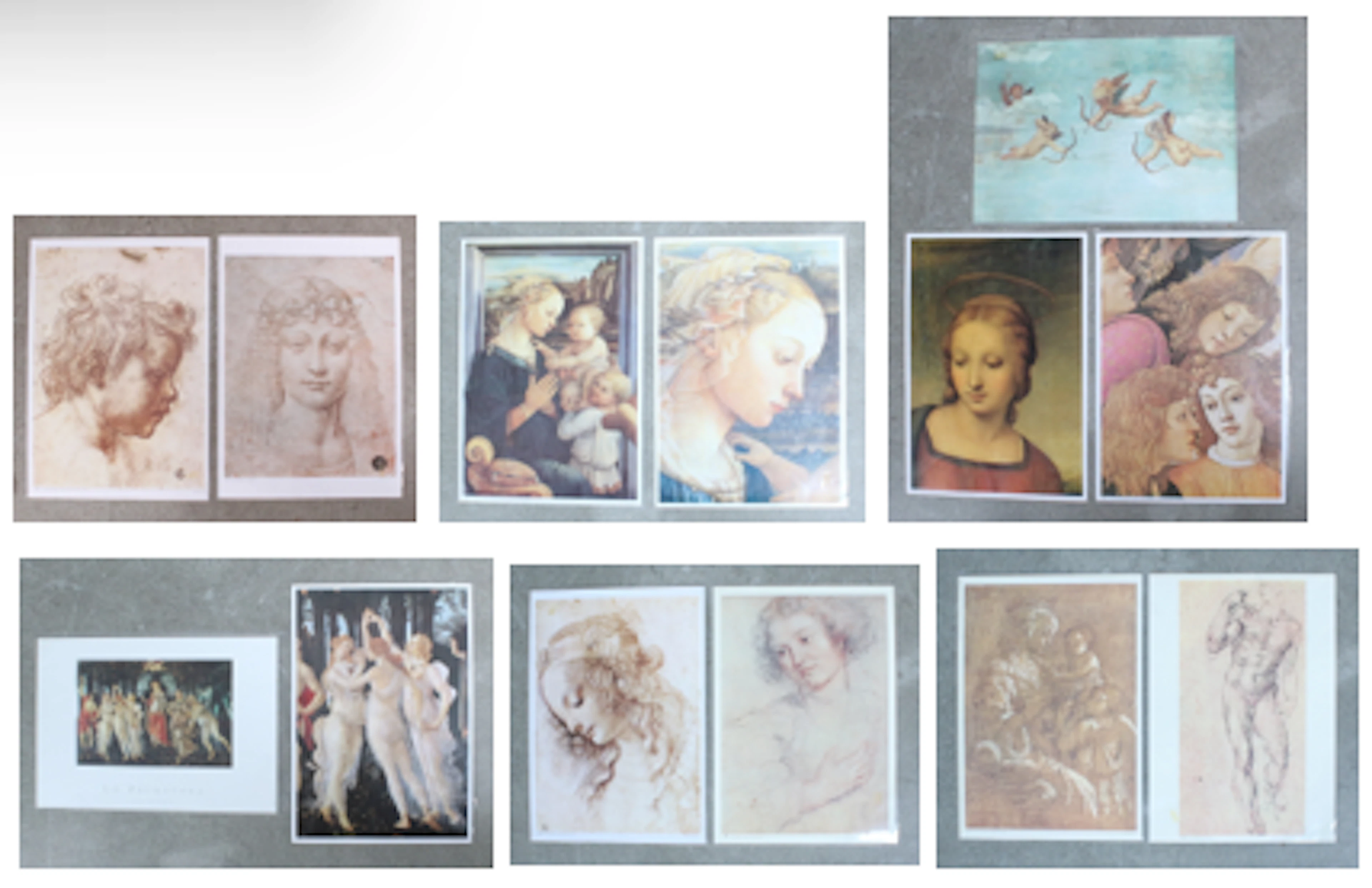 13 Kunstdrucke nach BOTTICELLI, RAFFAELLO, MICHELANGELO, LEONARDO