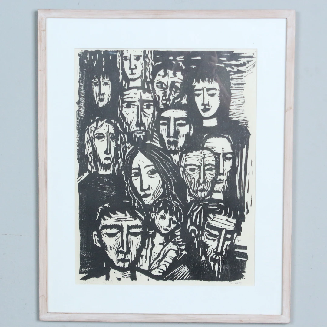WILLI DIRX (1917-2002). Holzschnitt, '' Matthäus 11, 28 - 30 ''.