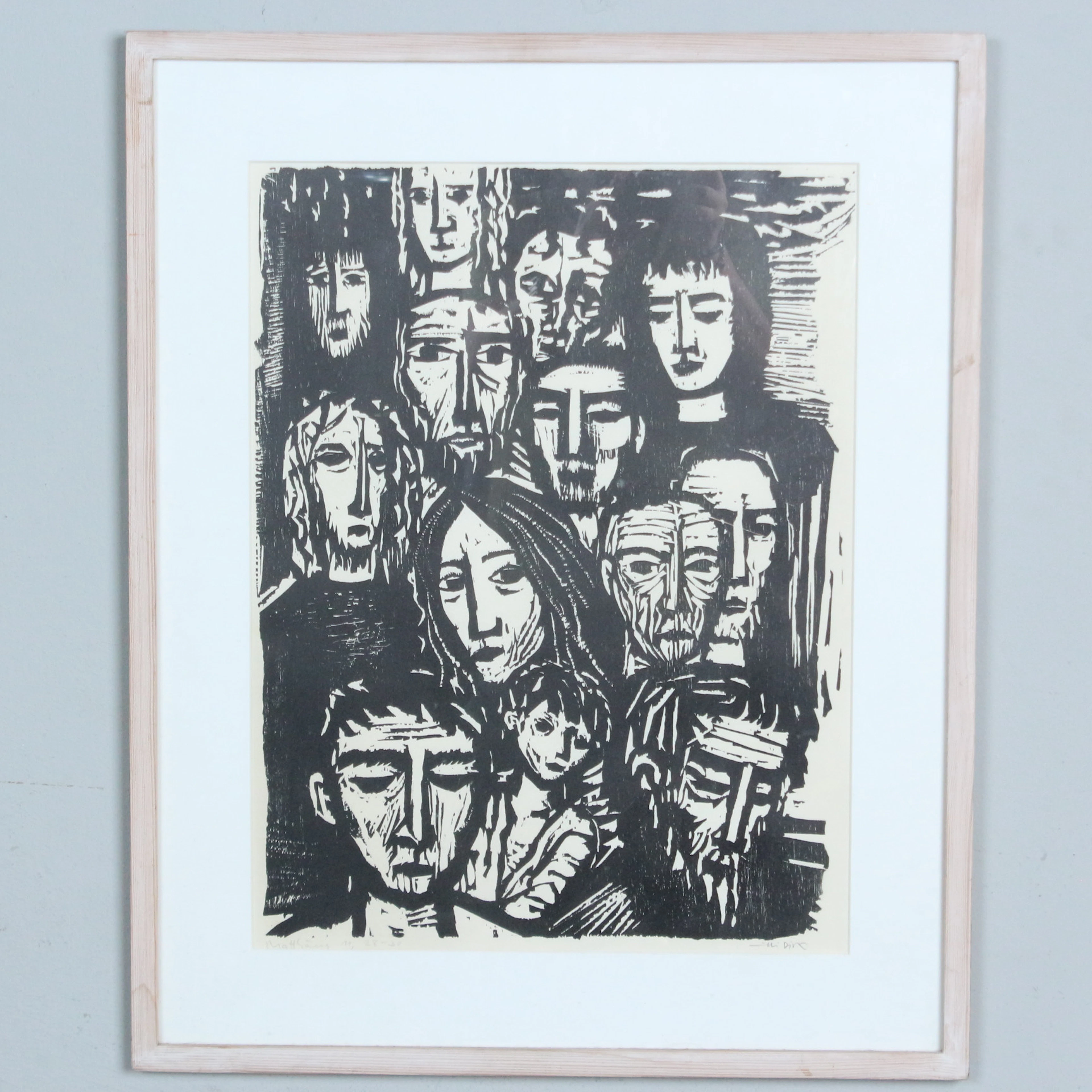 WILLI DIRX (1917-2002). Holzschnitt, '' Matthäus 11, 28 - 30 ''.