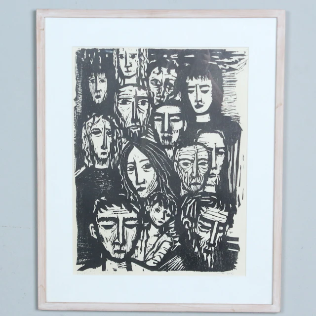 WILLI DIRX (1917-2002). Holzschnitt, '' Matthäus 11, 28 - 30 ''.