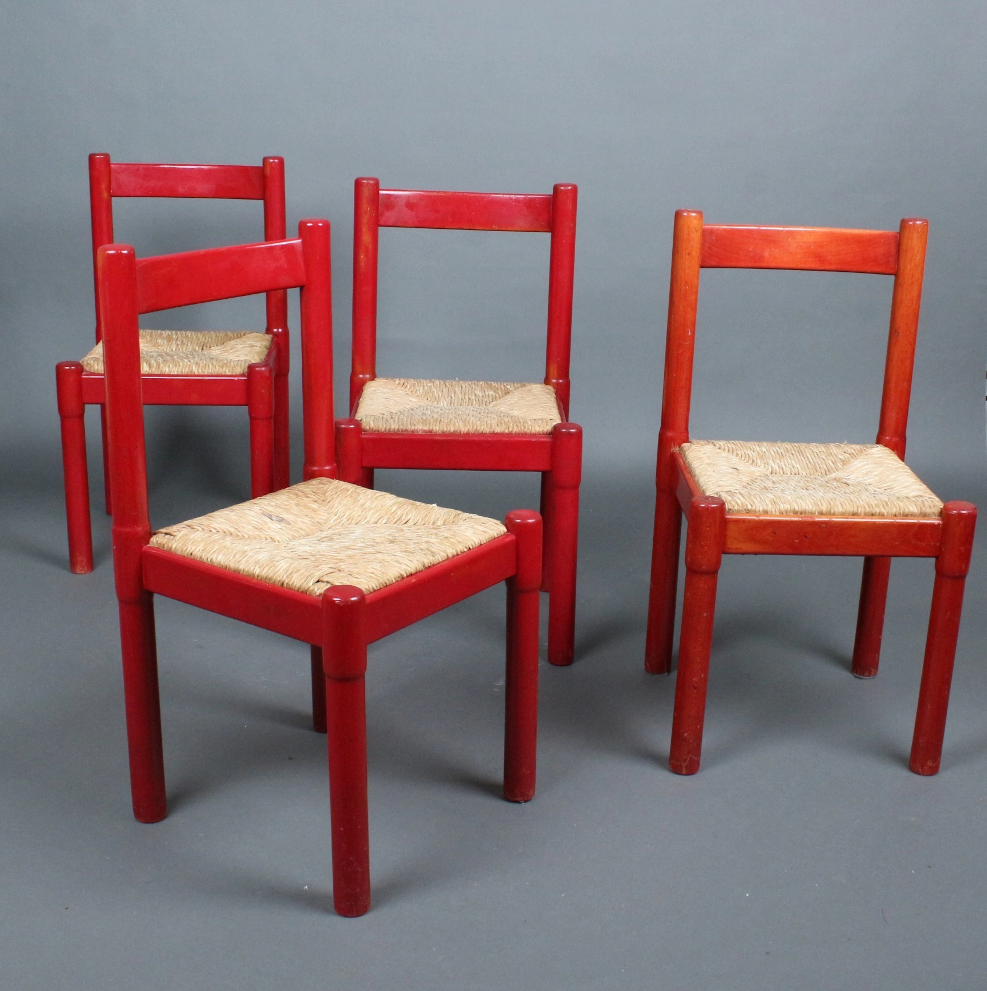 VICO MAGITRETTI. Cassina, vier Stühle / Esszimmerstühle, Modell 'Carimate'