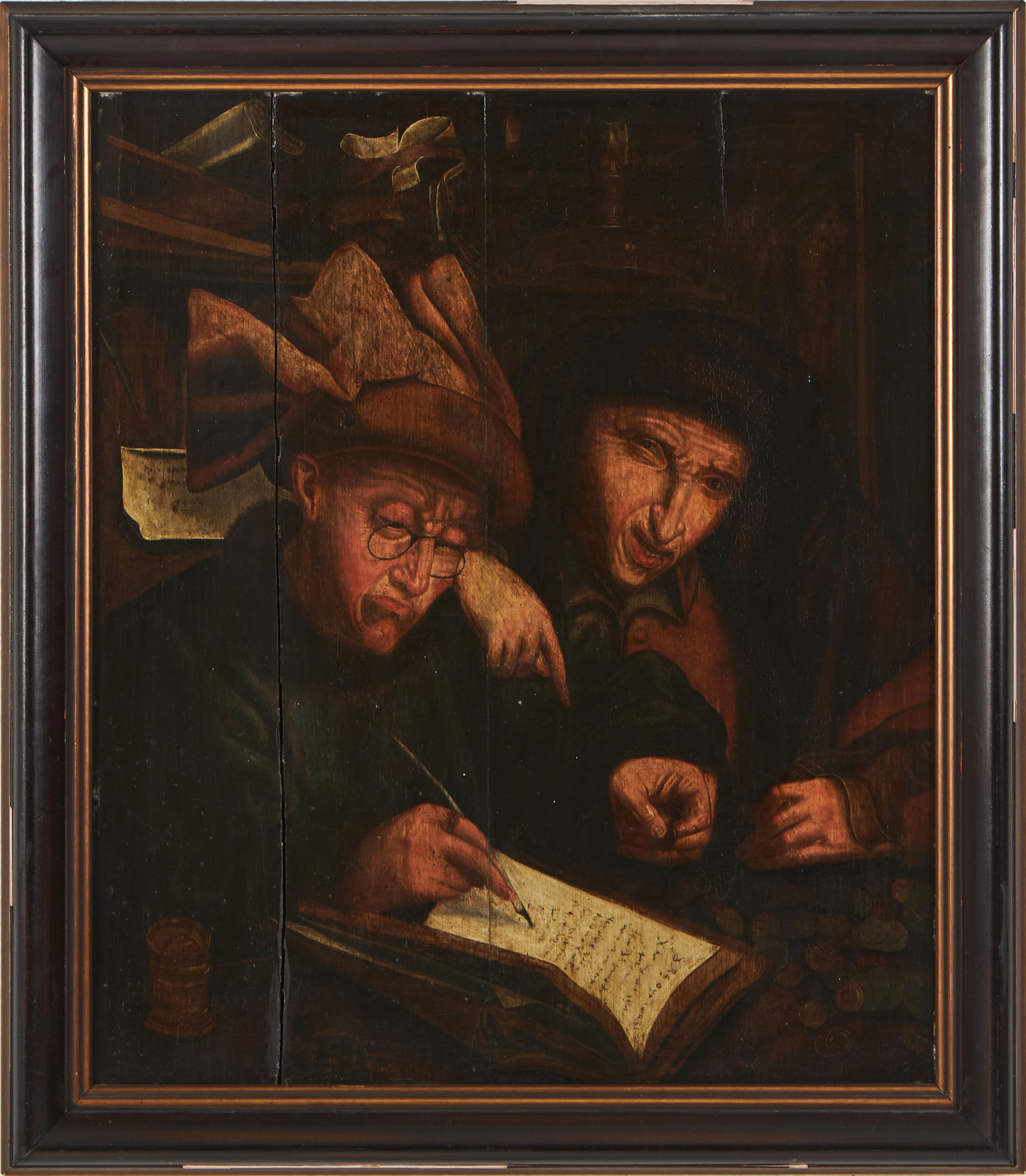 QUENTIN MATSYS. EFTER. ''The Tax Collectors'', 17/1800-tal, olja på pannå.