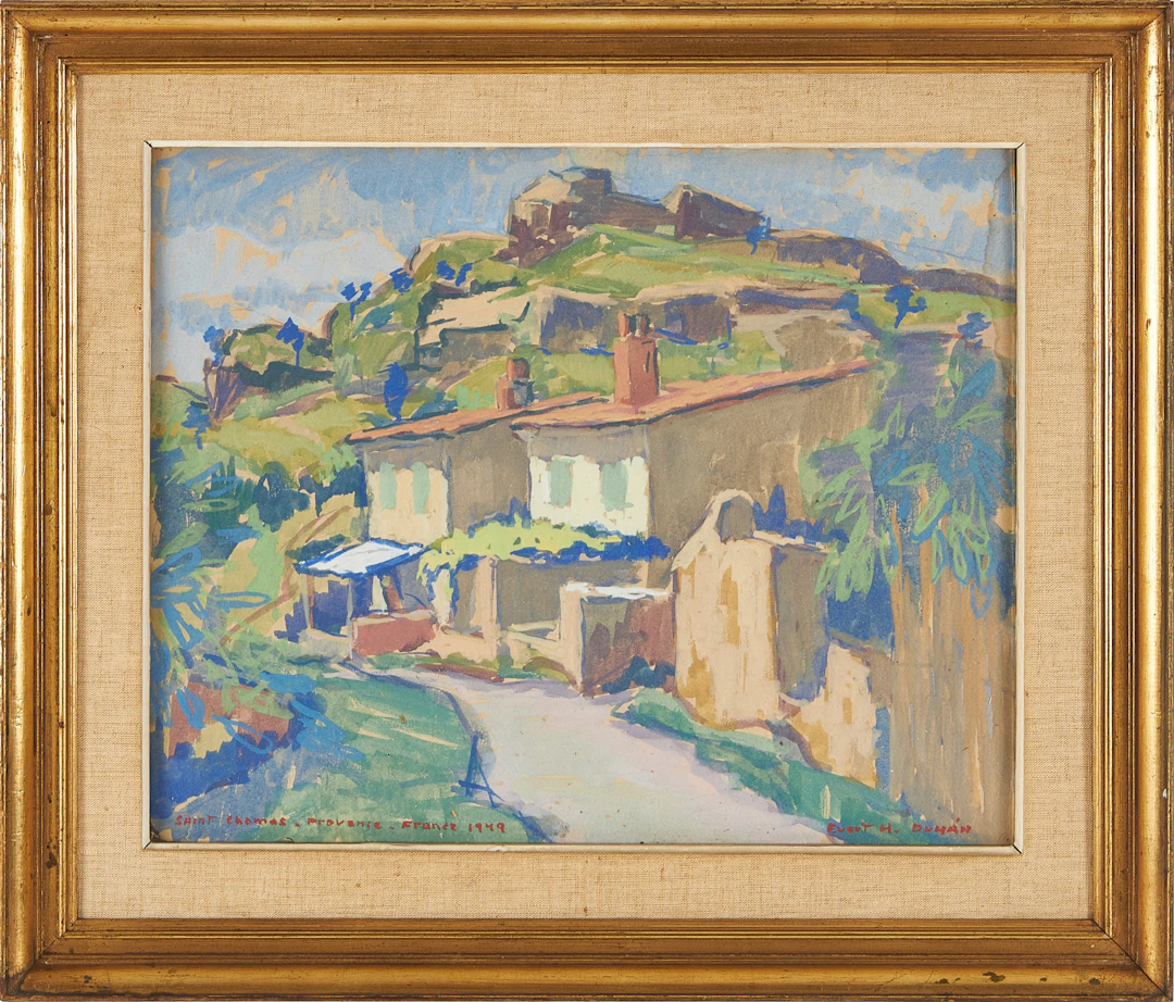 EVERT H. DUHAN. Saint-Chamas, blandteknik, signerad, daterad 1949.