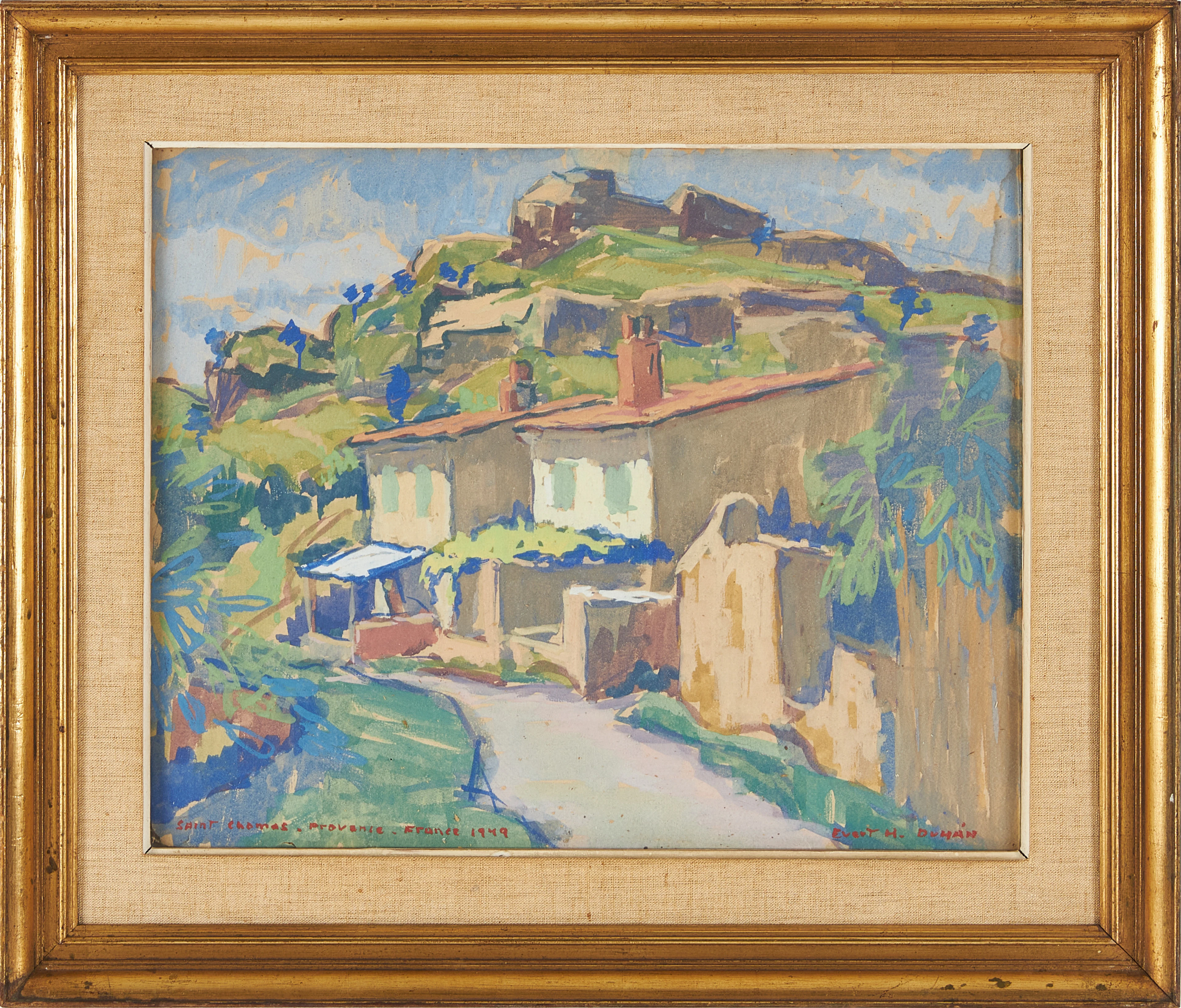 EVERT H. DUHAN. Saint-Chamas, blandteknik, signerad, daterad 1949.