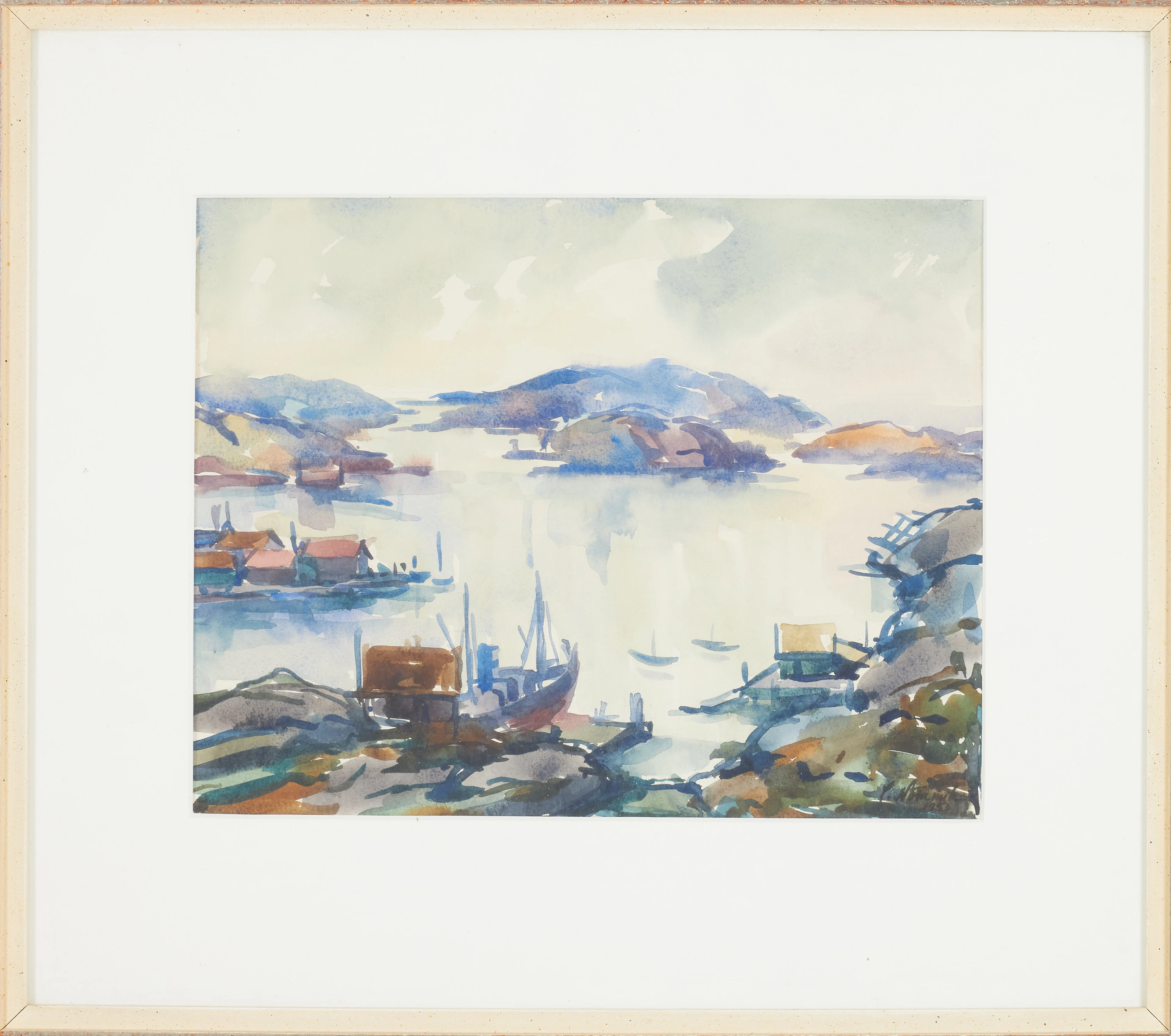 JUHAN NÕMMIK. (ESTLAND, 1902-1975). akvarell, "Skärhamn II", signerad