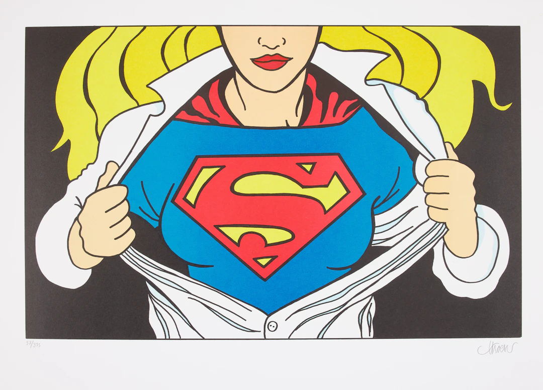PETTER THOEN. Supergirl, färglitografi, signerad och numrerad 57/375.