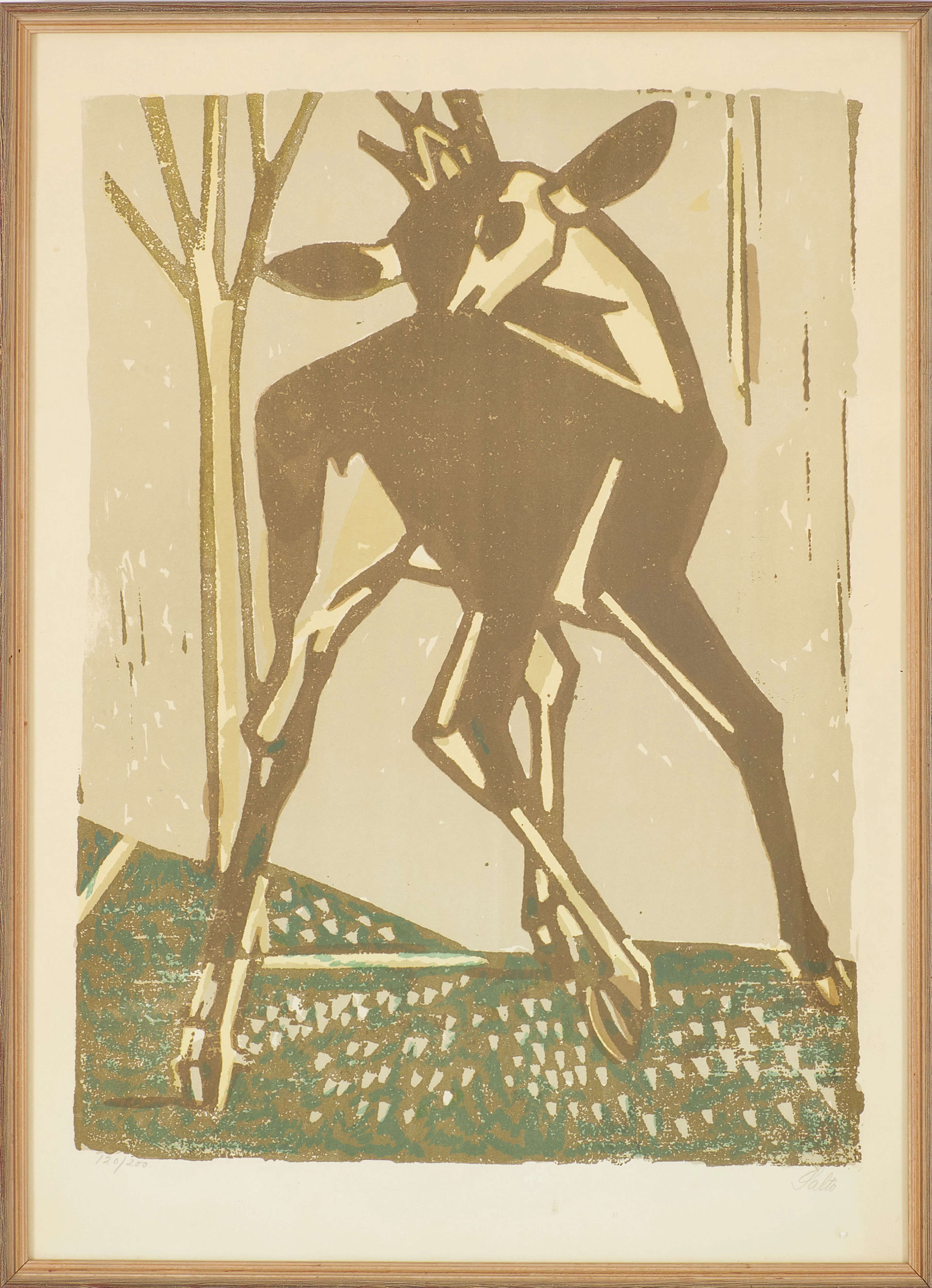 AXEL SALTO. Rådjur, färglitografi, signerad, numrerad 120/200.