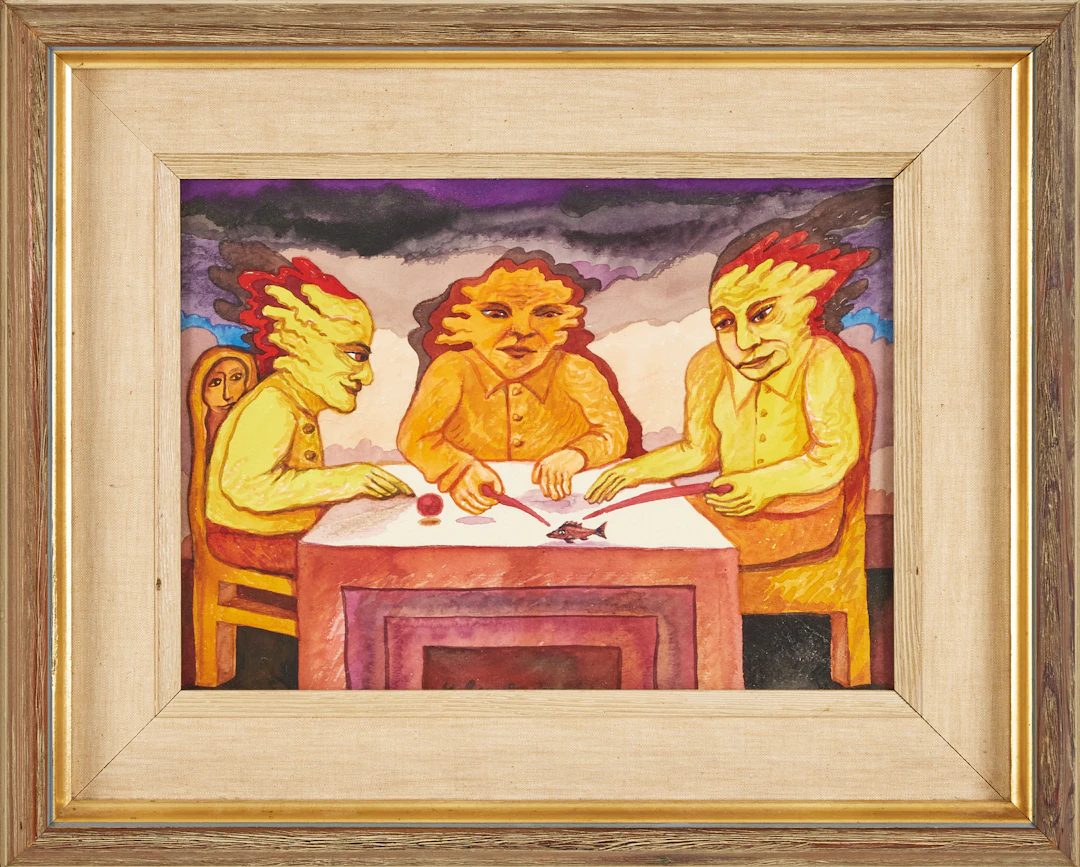 JÜRI ARRAK. figurscen, akvarell på papper, signerad och daterad 1992.