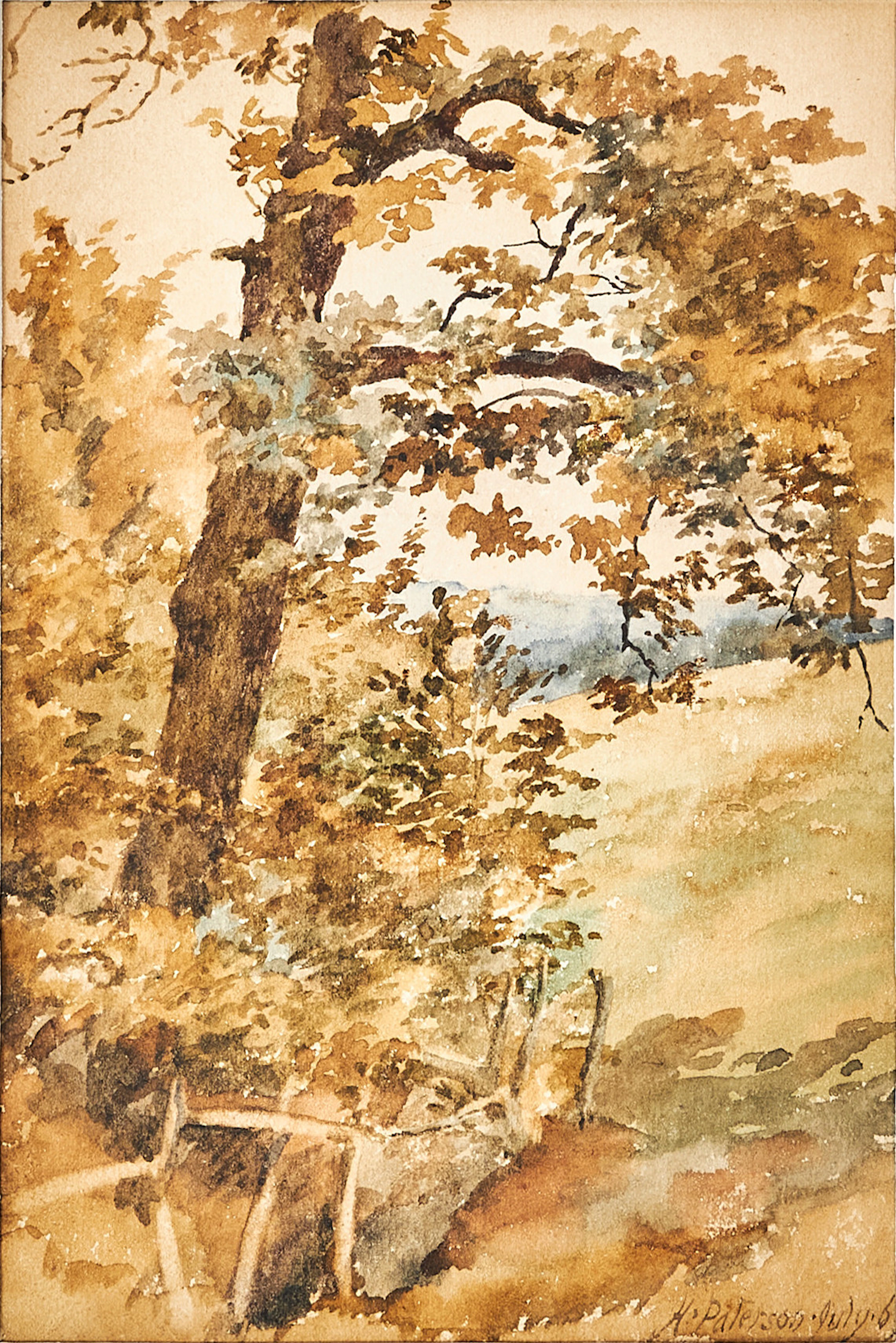 HELEN ALLINGHAM. Höstlandskap, akvarell, signerad, 1867.