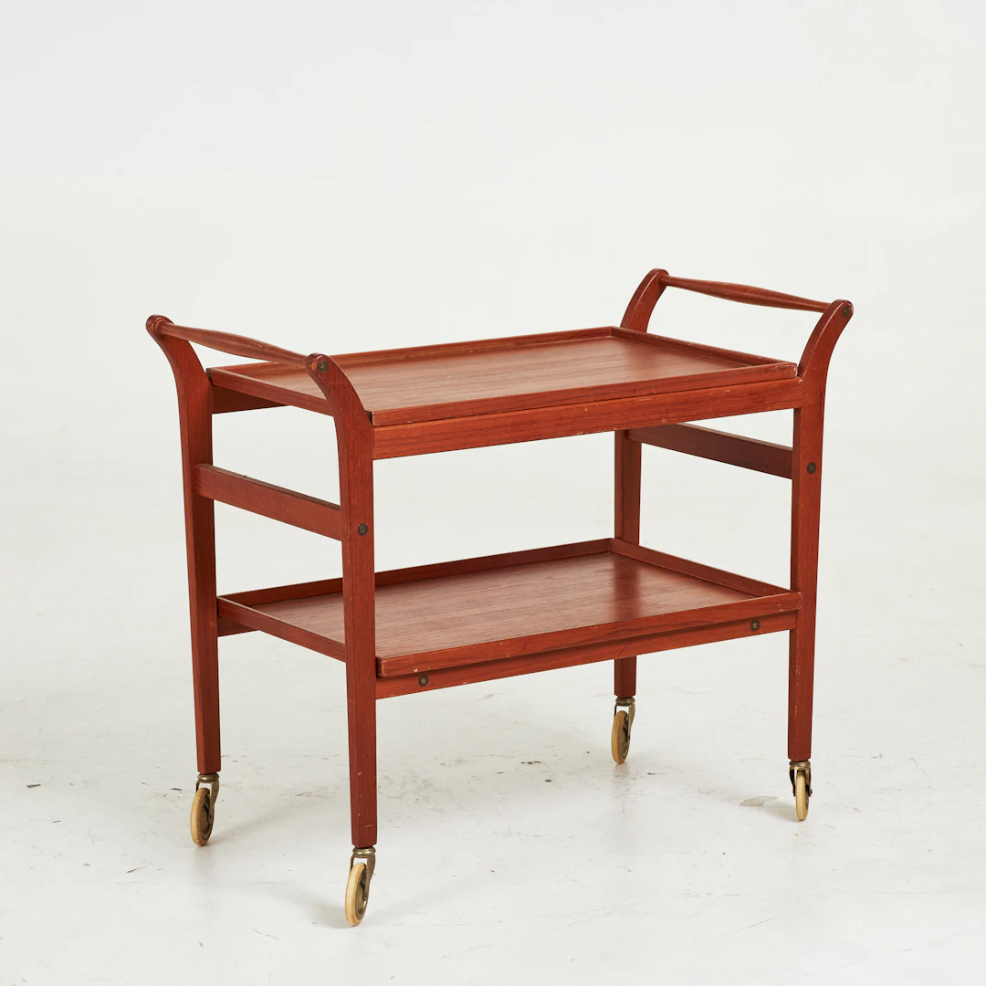 SERVERINGSVAGN, teak, avtagbara brickor, 1960-tal.
