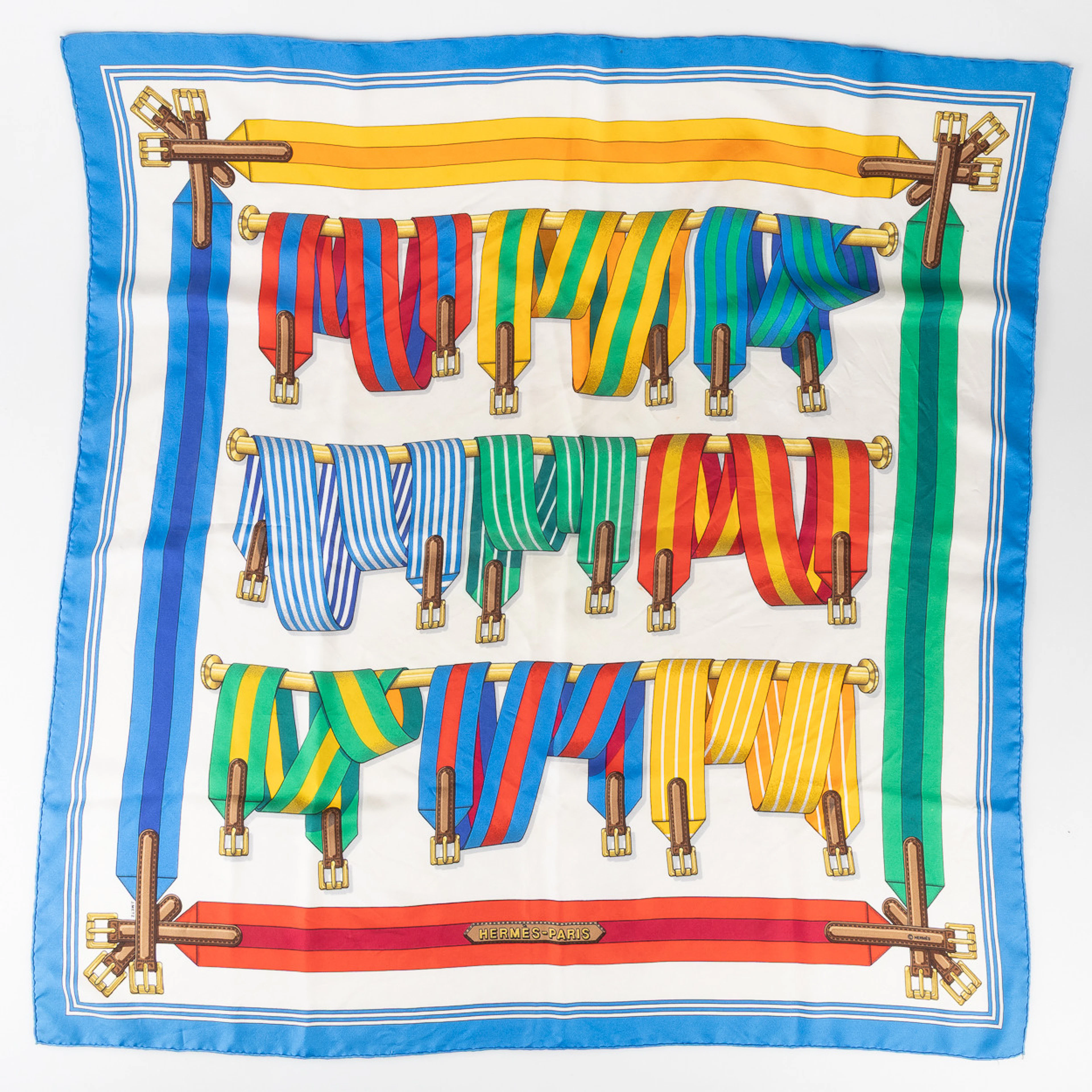 HERMÈS, Scarf, siden, "Sangles", design Joachim Metz 1985.