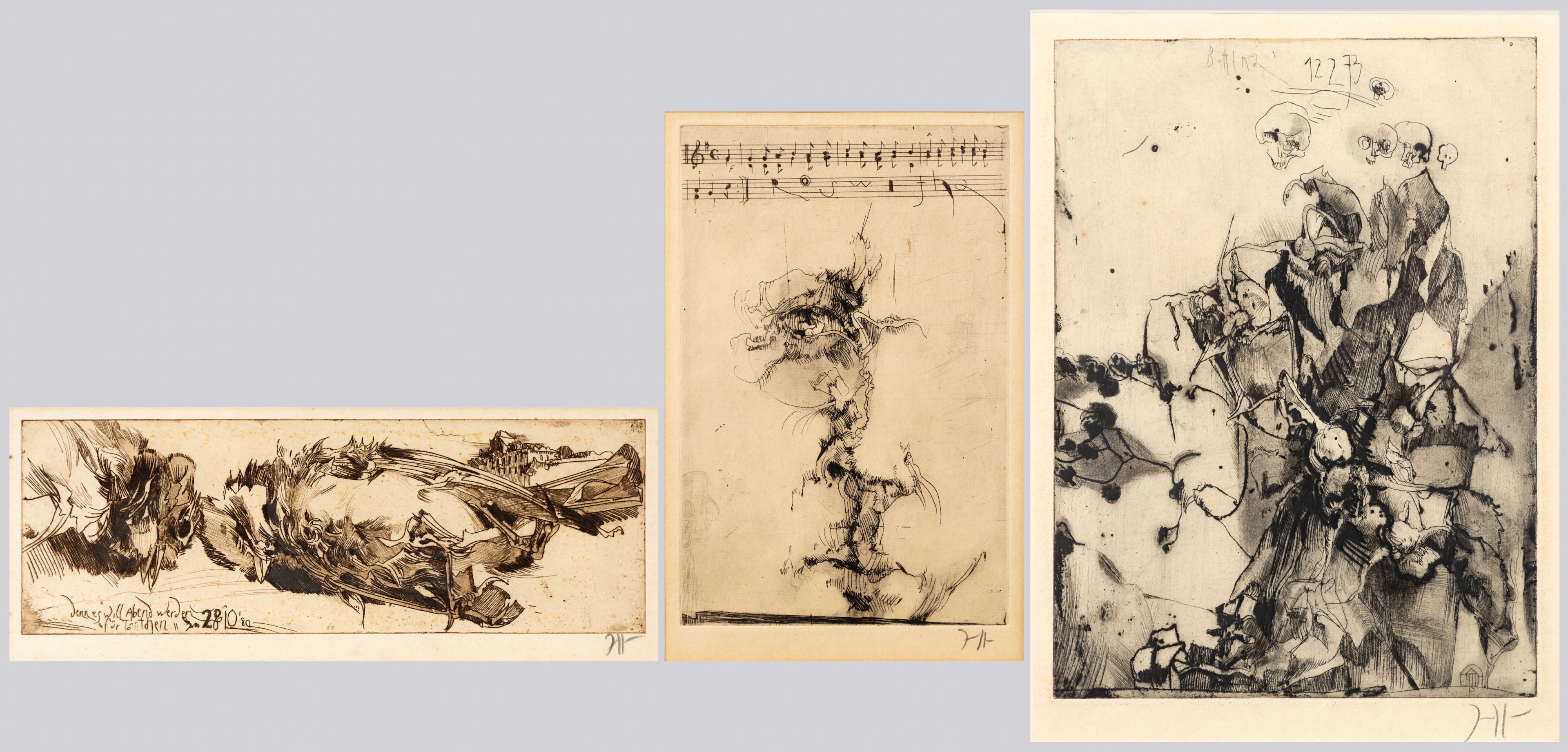 HORST JANSSEN (1929-1995). 3 Blatt Radierungen, unterschiedliche Motive (3).