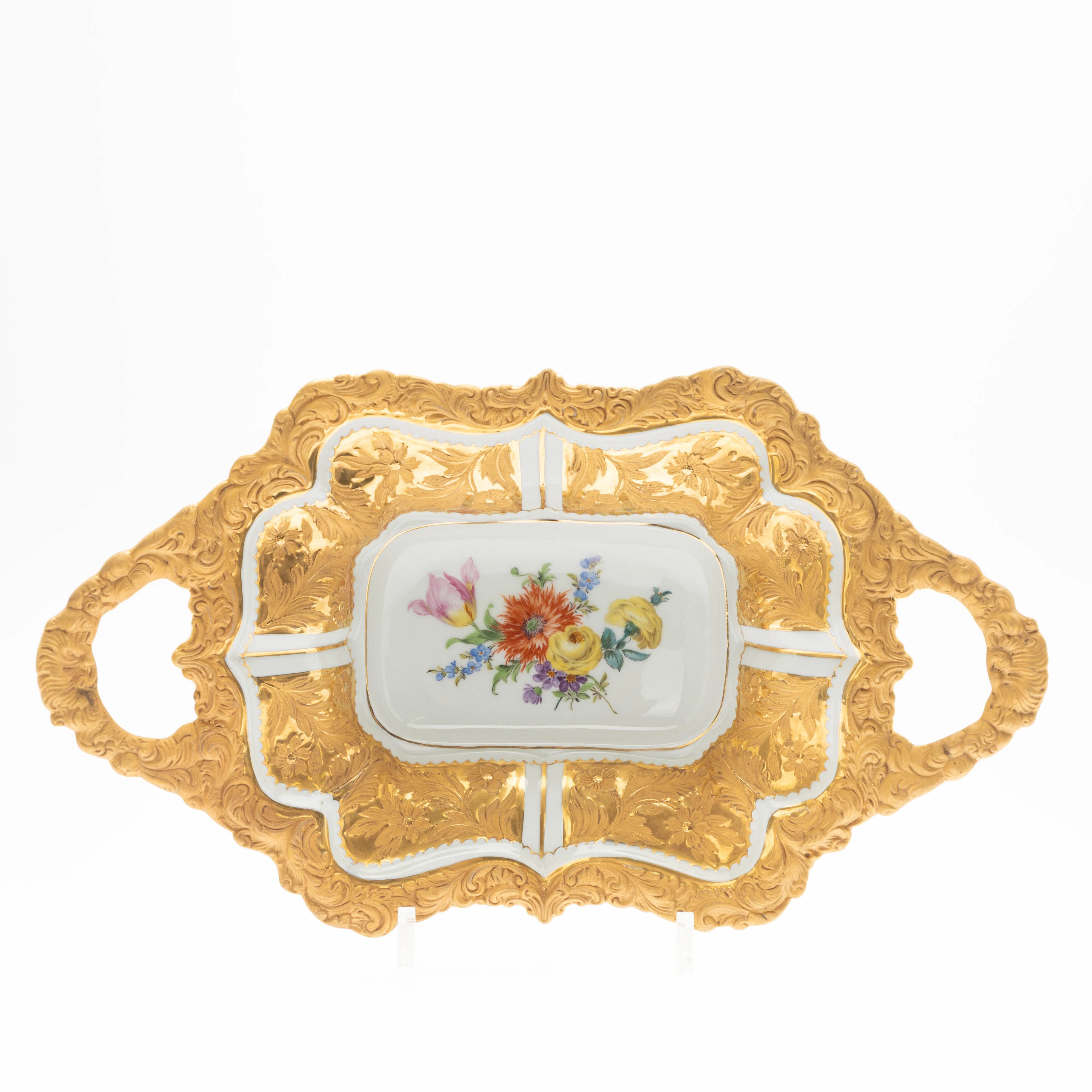 MEISSEN. Prunkschale mit Blumenmalerei, nach 1945.