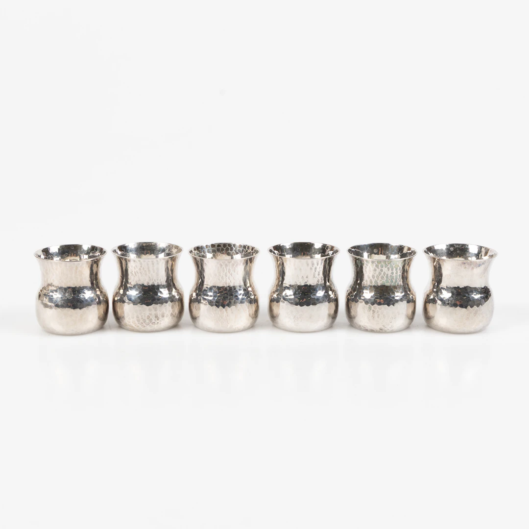 ERIC LÖFMAN. Punchbägare, 6 st, silver, MGAB, Uppsala 1979.