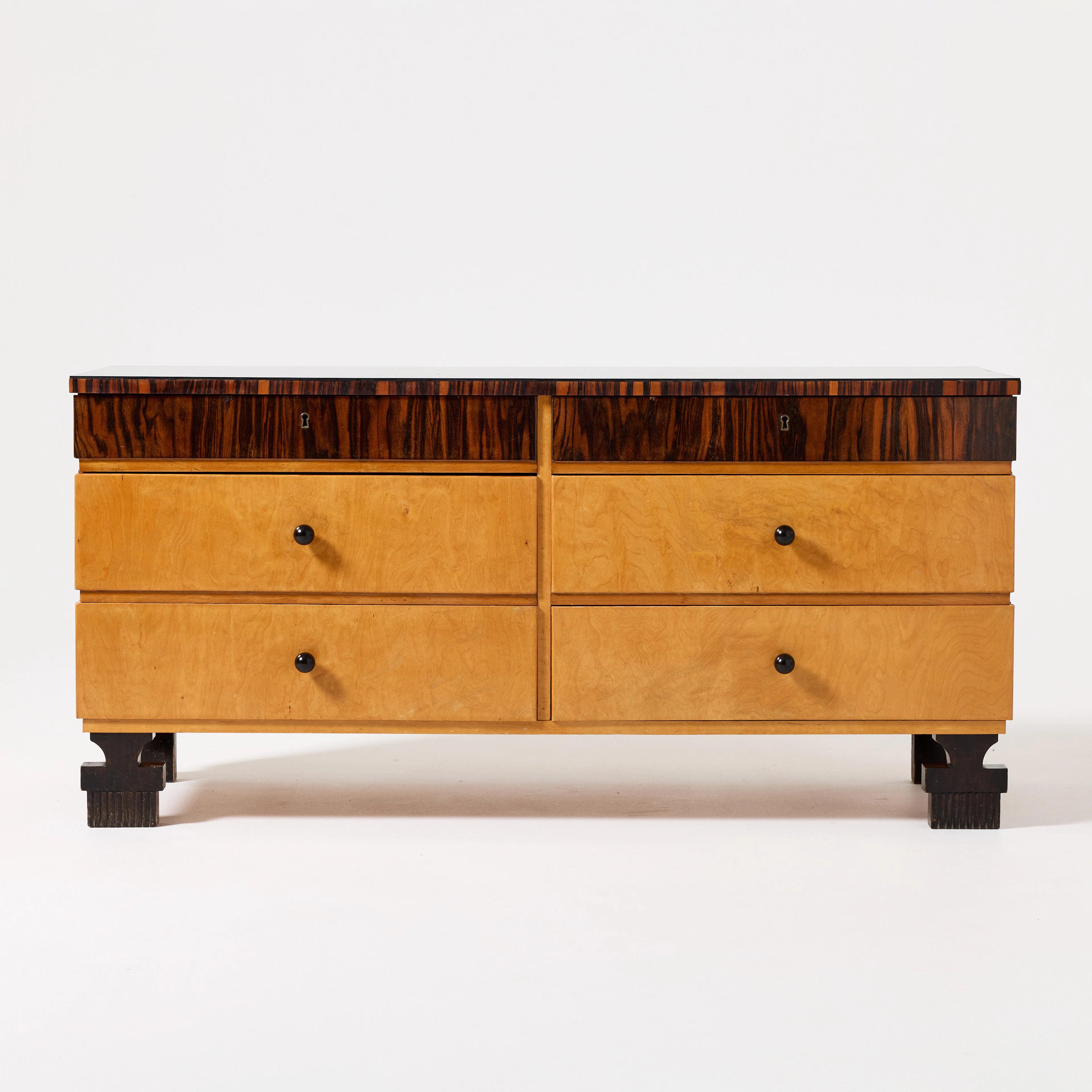 SIDEBOARD, 1920/30-tal, Art Deco, fanérad i björk och zebrano och