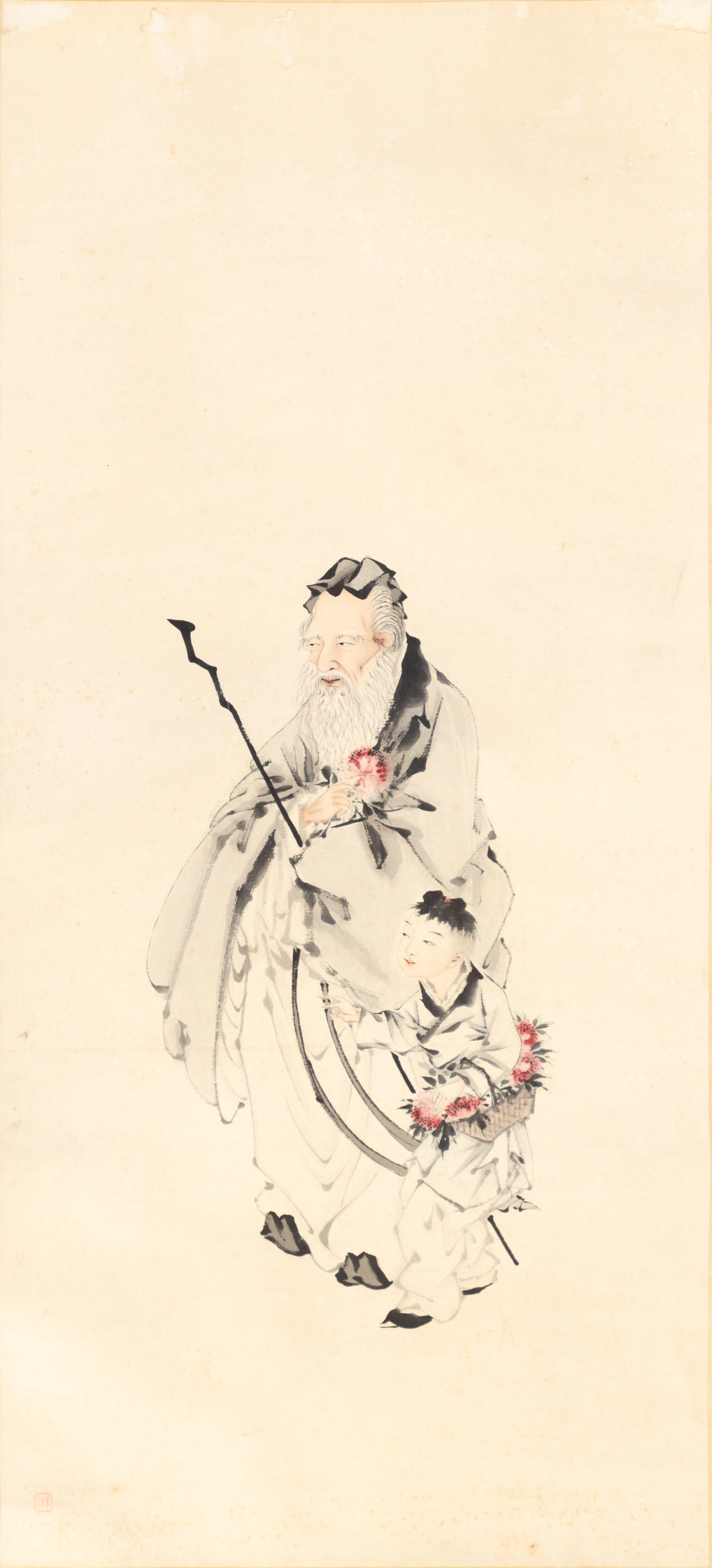 LI JIE (李洁). Gott der Langlebigkeit (Shoulao) mit einem Knaben, China