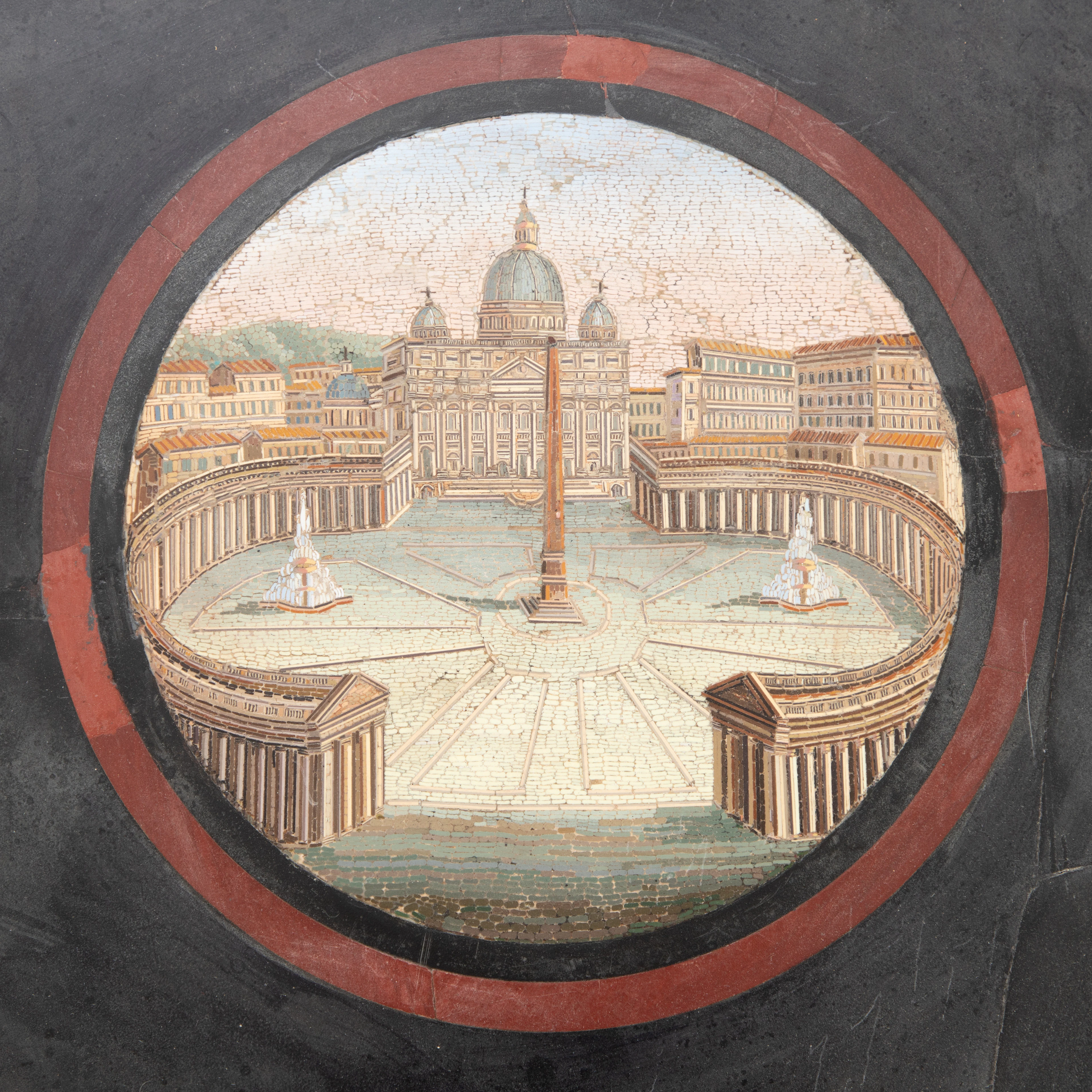 Mikromosaik -Tischplatte mit Ansichten von Rom, wohl Florenz, 19. Jh.