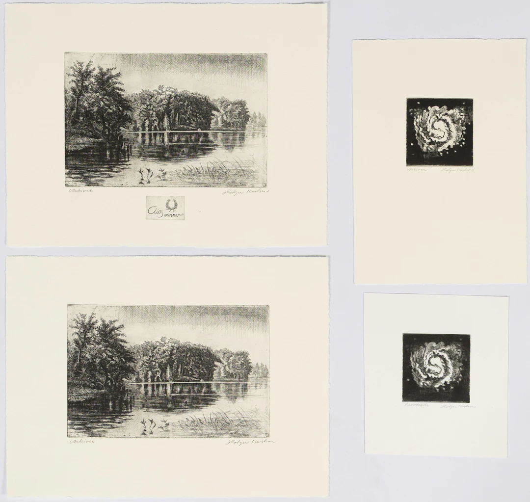 HOLGER KARLSSON ( 1927-2003). Kompositioner, 4 stycken, etsningar