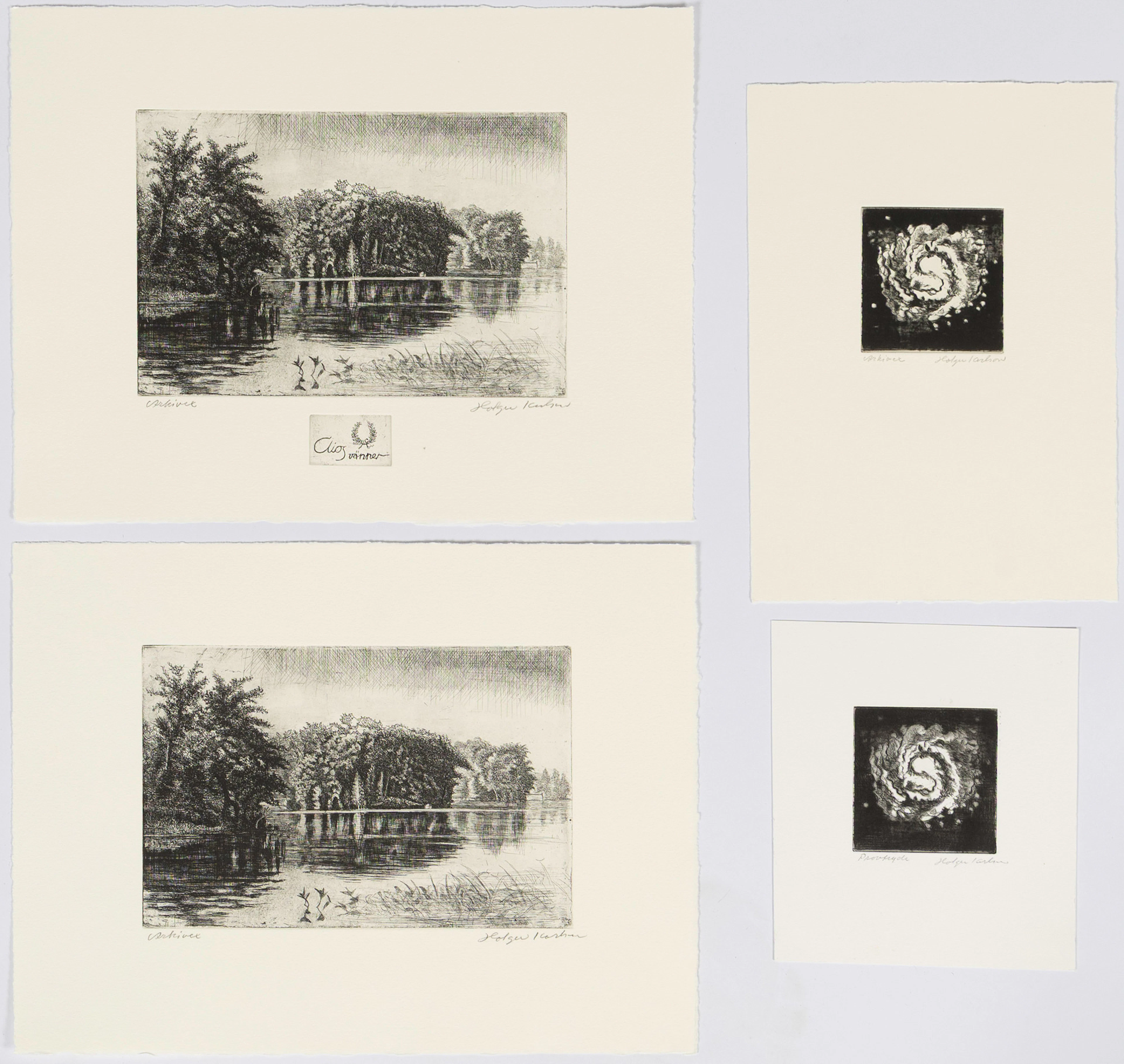 HOLGER KARLSSON ( 1927-2003). Kompositioner, 4 stycken, etsningar