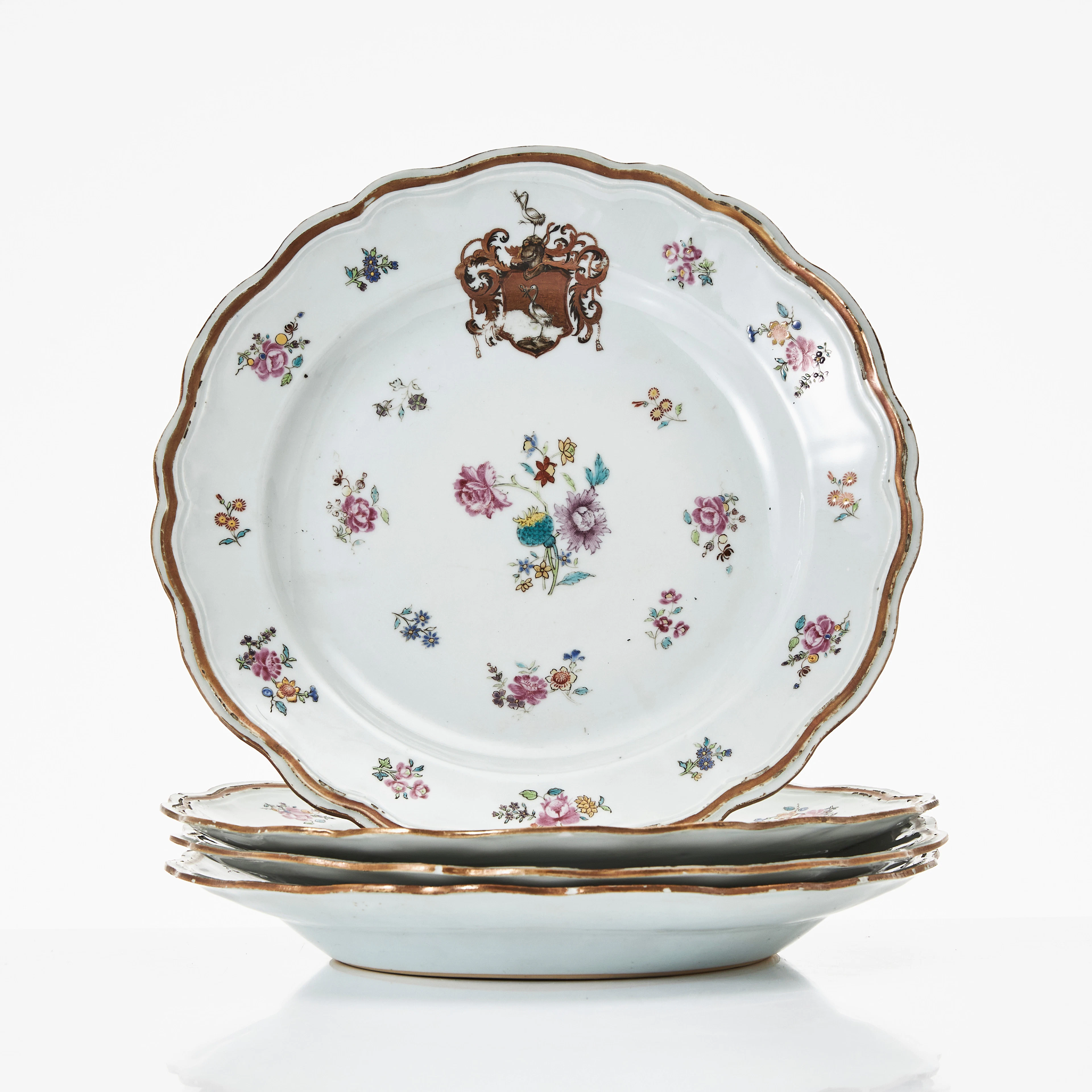 TALLRIKAR, 4 st, porslin, Kina, Qianlongs period (1736-1795), dekor