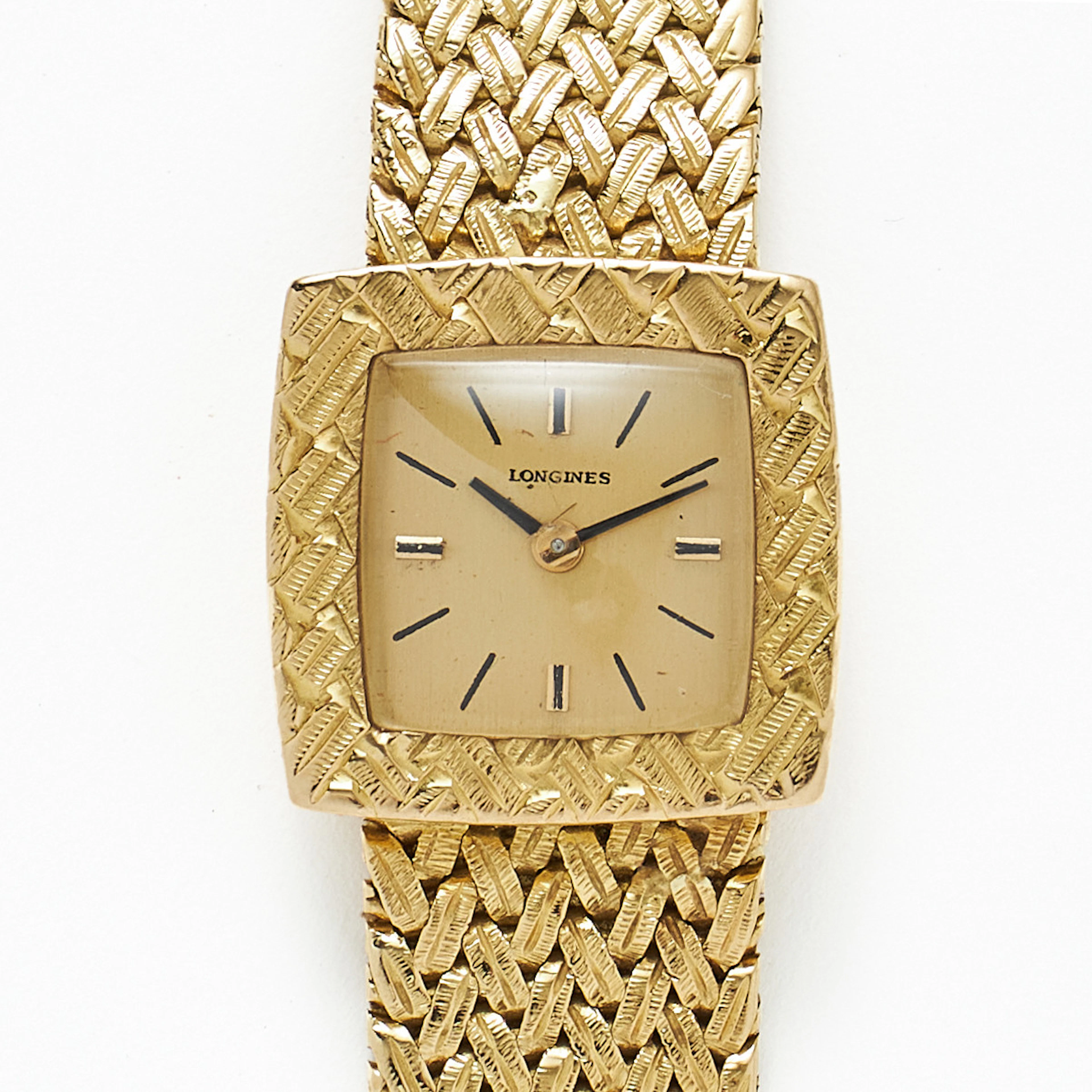 LONGINES, armbandsur, 18 k guld, manuell, integrerad länk.