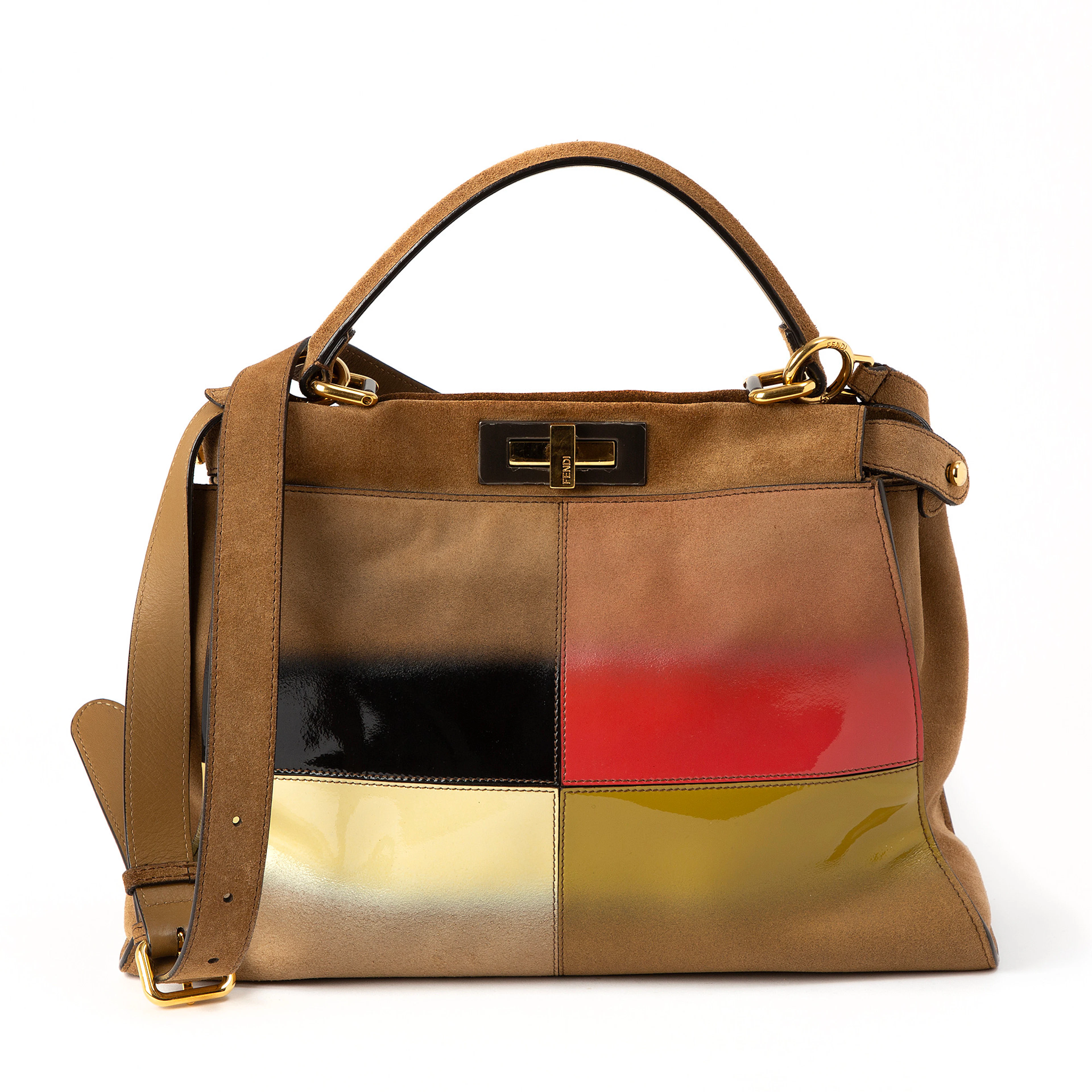 FENDI. Väska, "Peekaboo Intarsio Horizzonte", mocka.