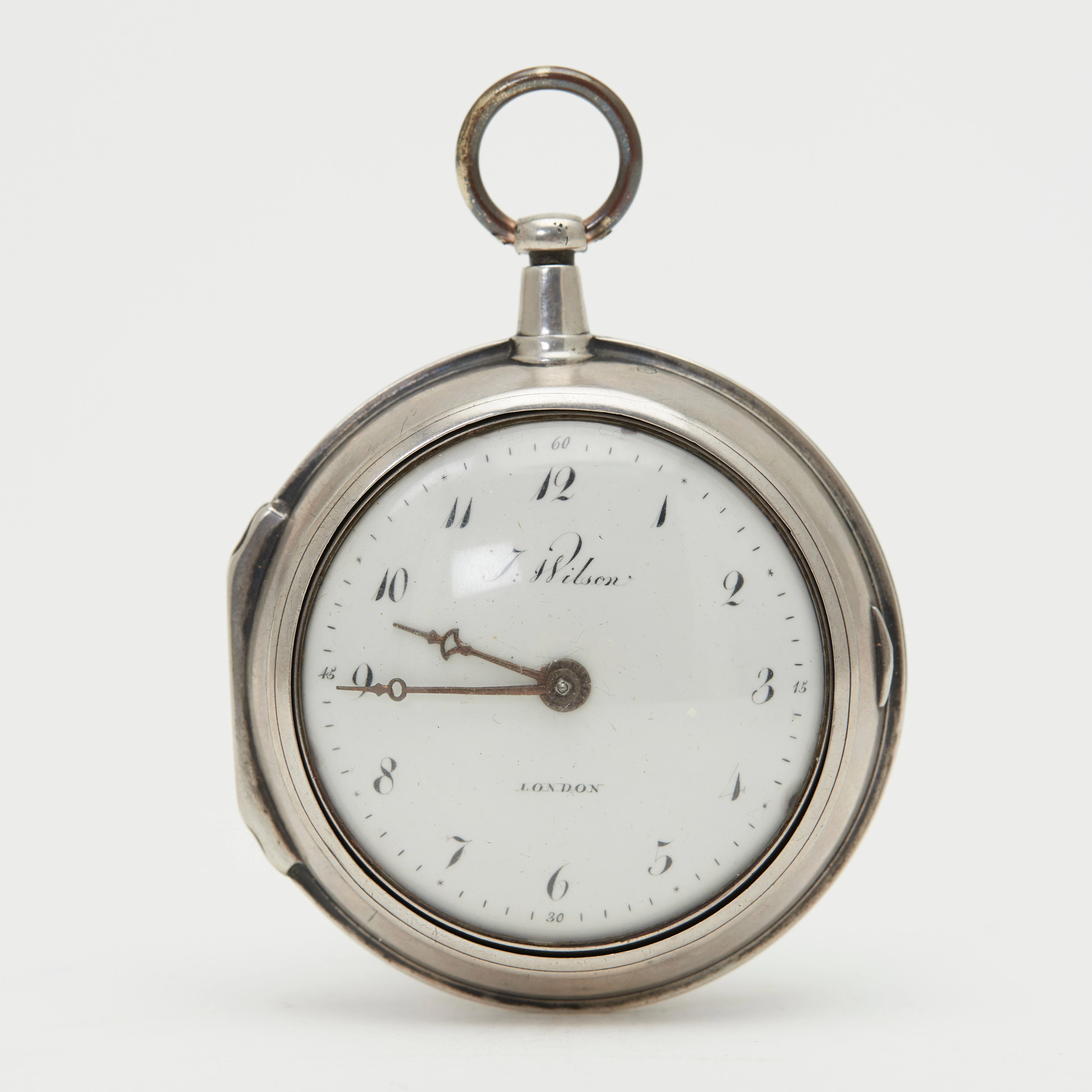 J. WILSON, LONDON. Spindeltaschenuhr, Pair-Cased, 925er Silber, um