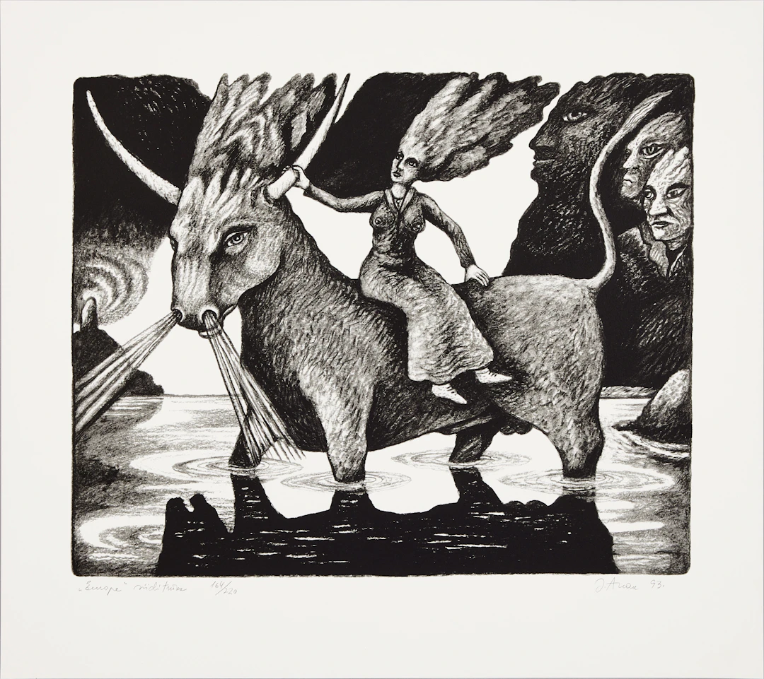 JÜRI ARRAK. "Europa", serigrafi, signerad J Arrak -93, 164/220.
