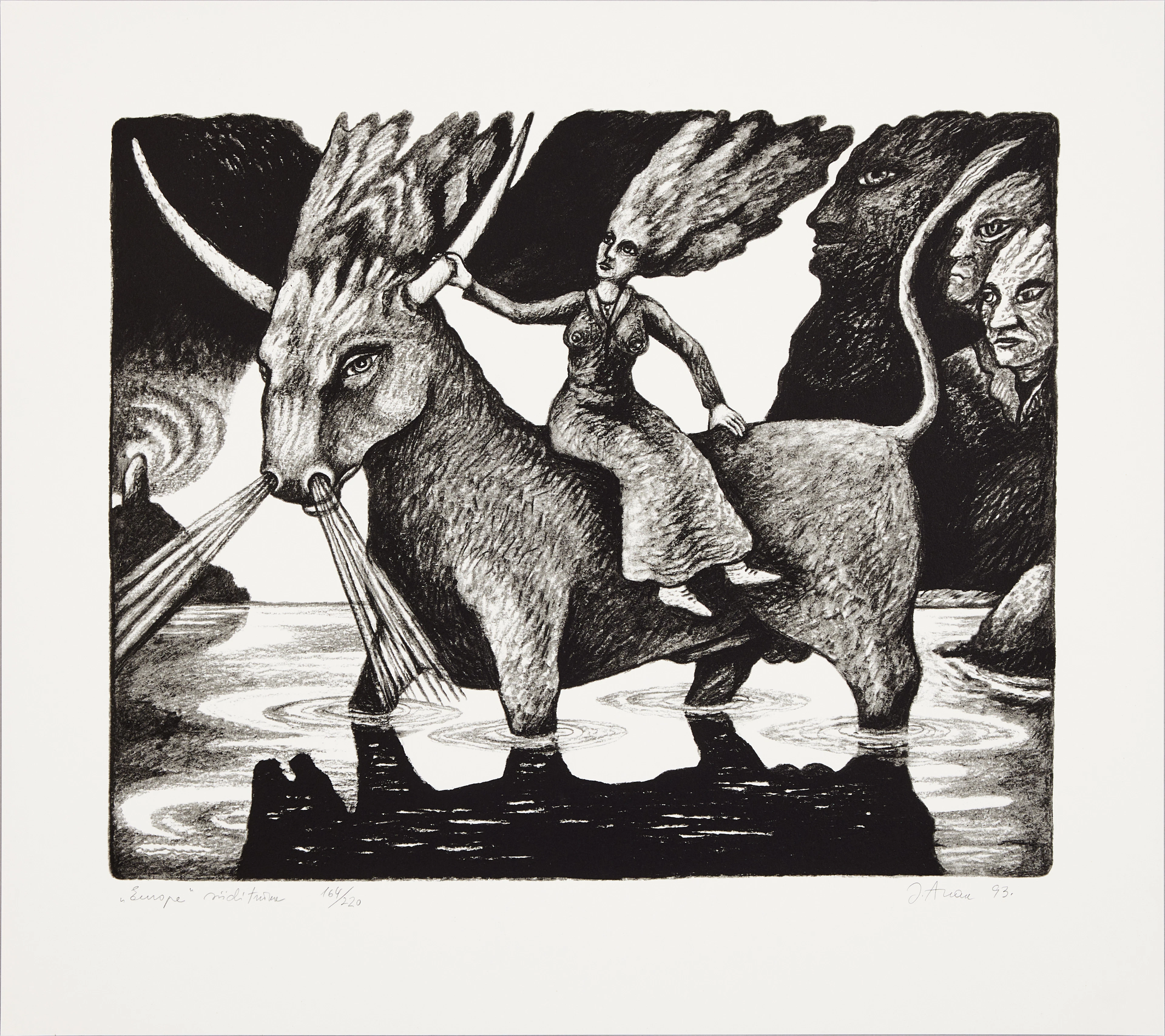 JÜRI ARRAK. "Europa", serigrafi, signerad J Arrak -93, 164/220.