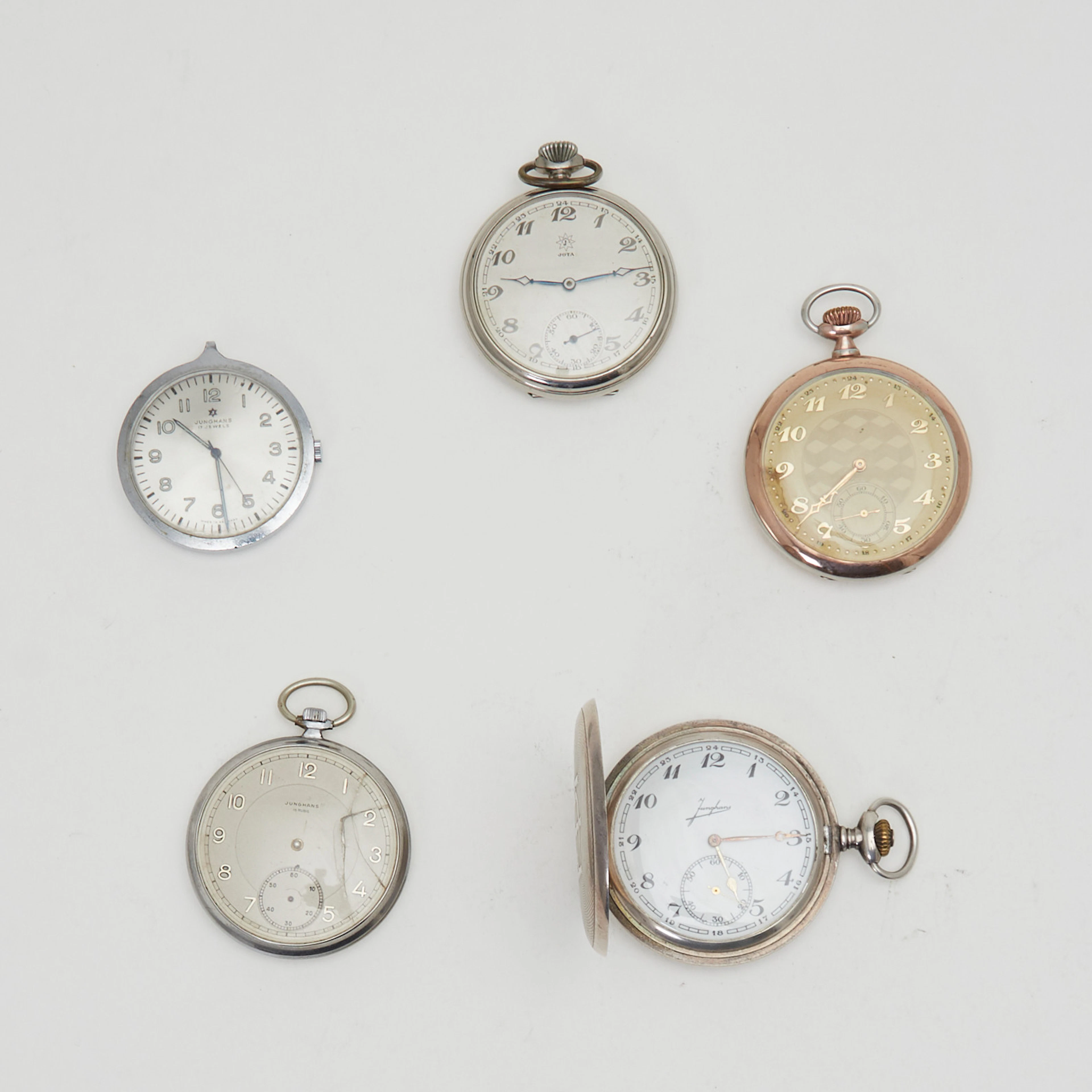 JUNGHANS. Konvolut Taschenuhren. (5).