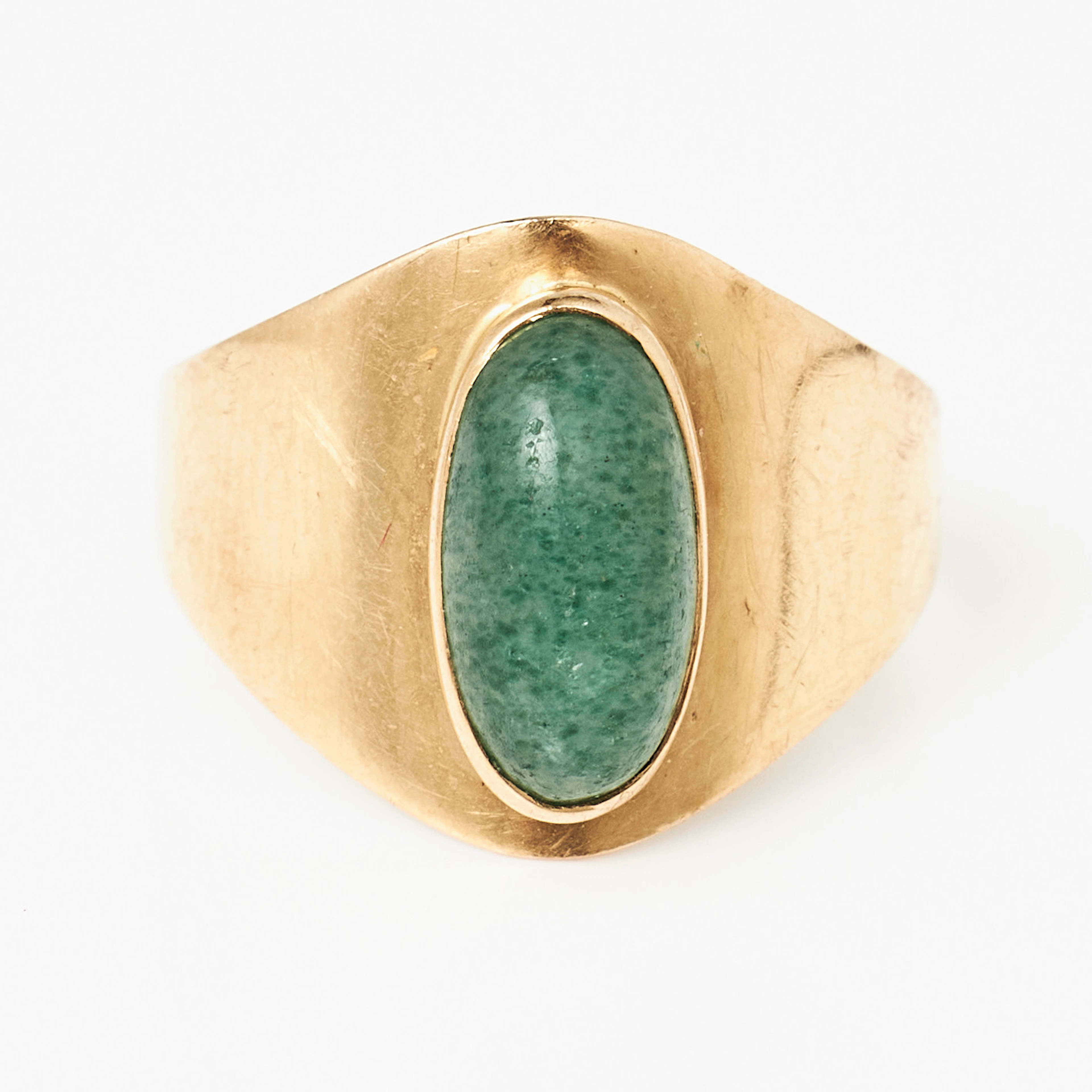 RING, 18 k guld, oval cabochonslipad aventurin, Juvelerare AB J. Petterssons