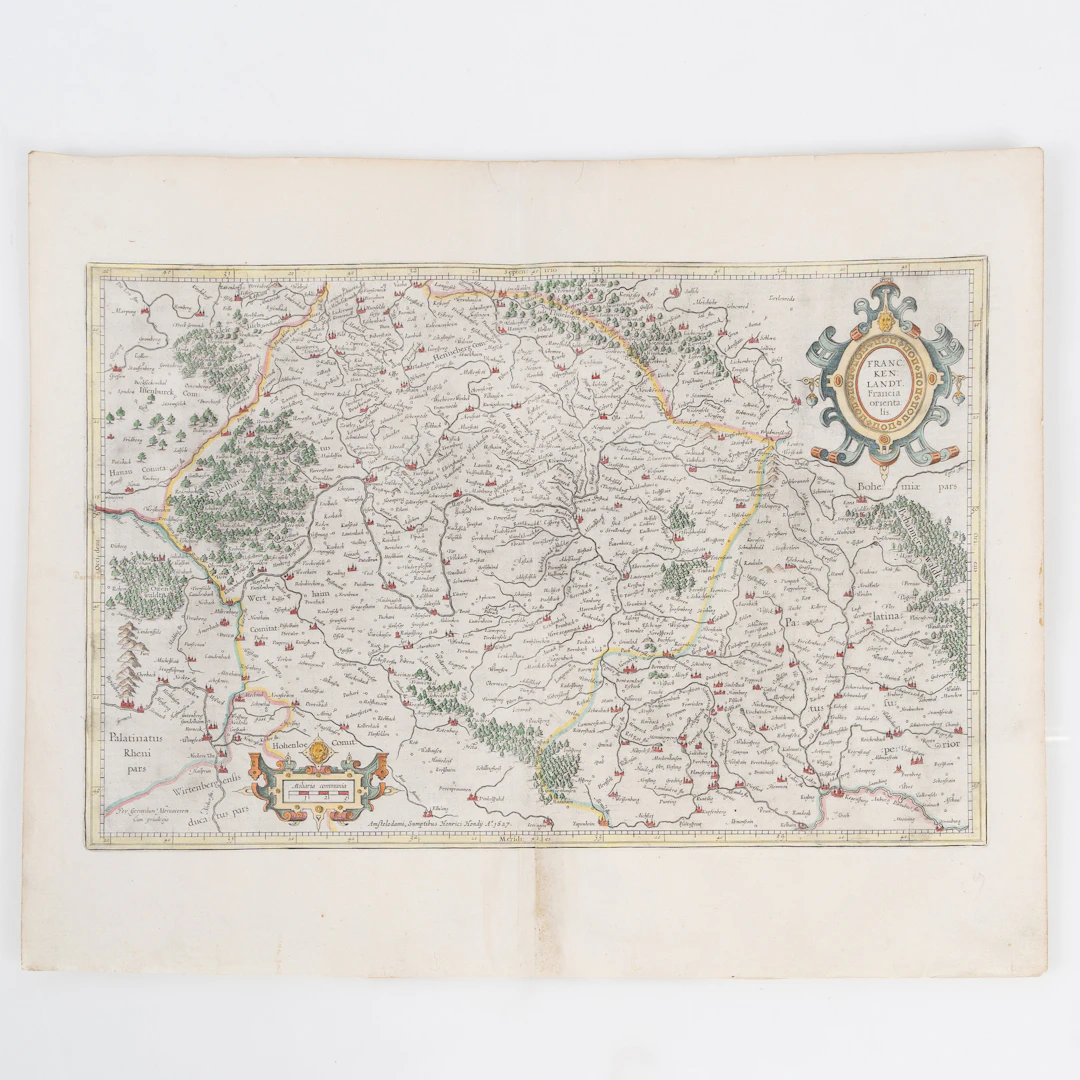 MERCATOR / HONDIUS, Karta "Francken Landt, Francia Orientalis" Amsterdam 1627.
