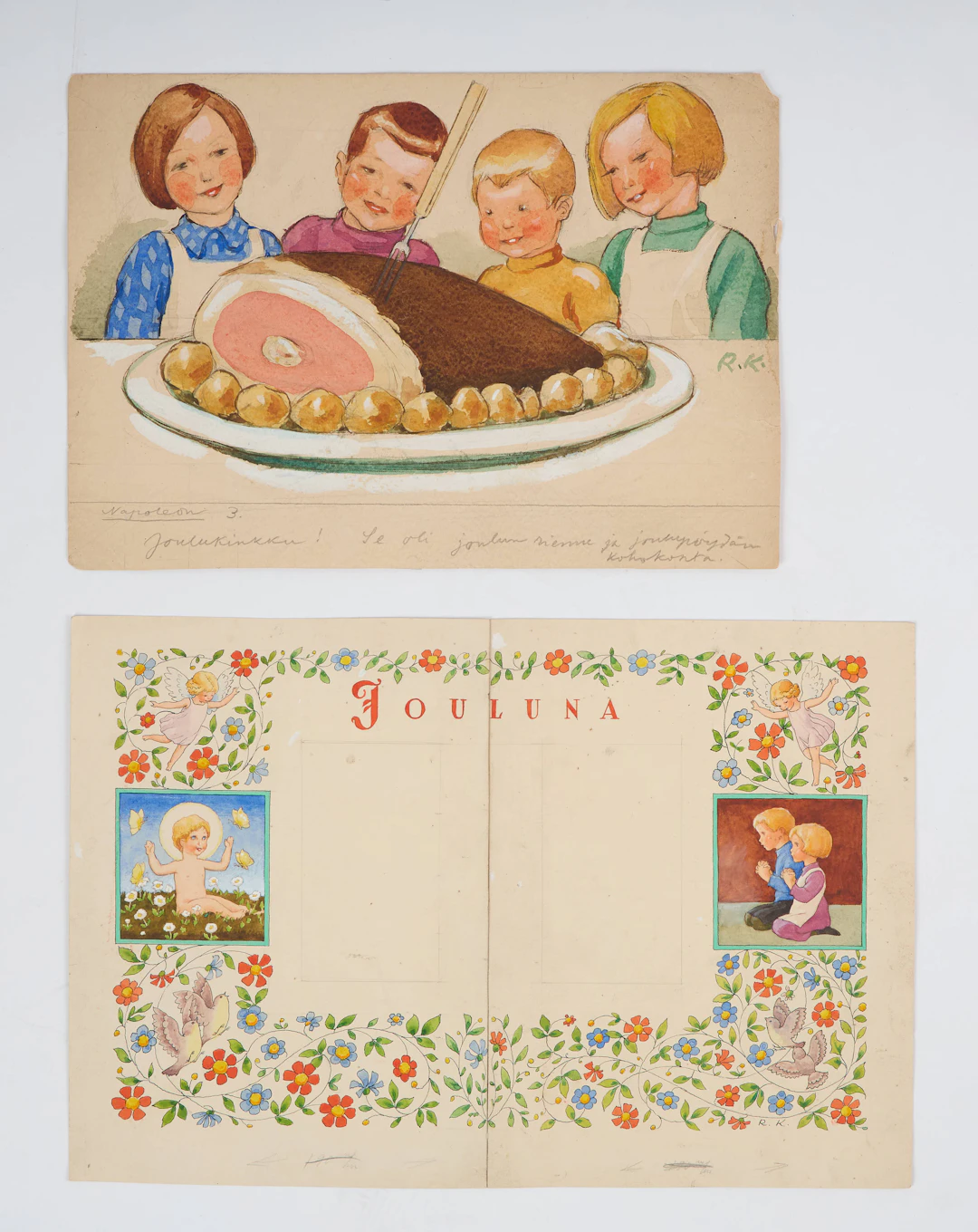RUDOLF KOIVU (1890-1946). Illustration för tidskrifts jultema, 2 st