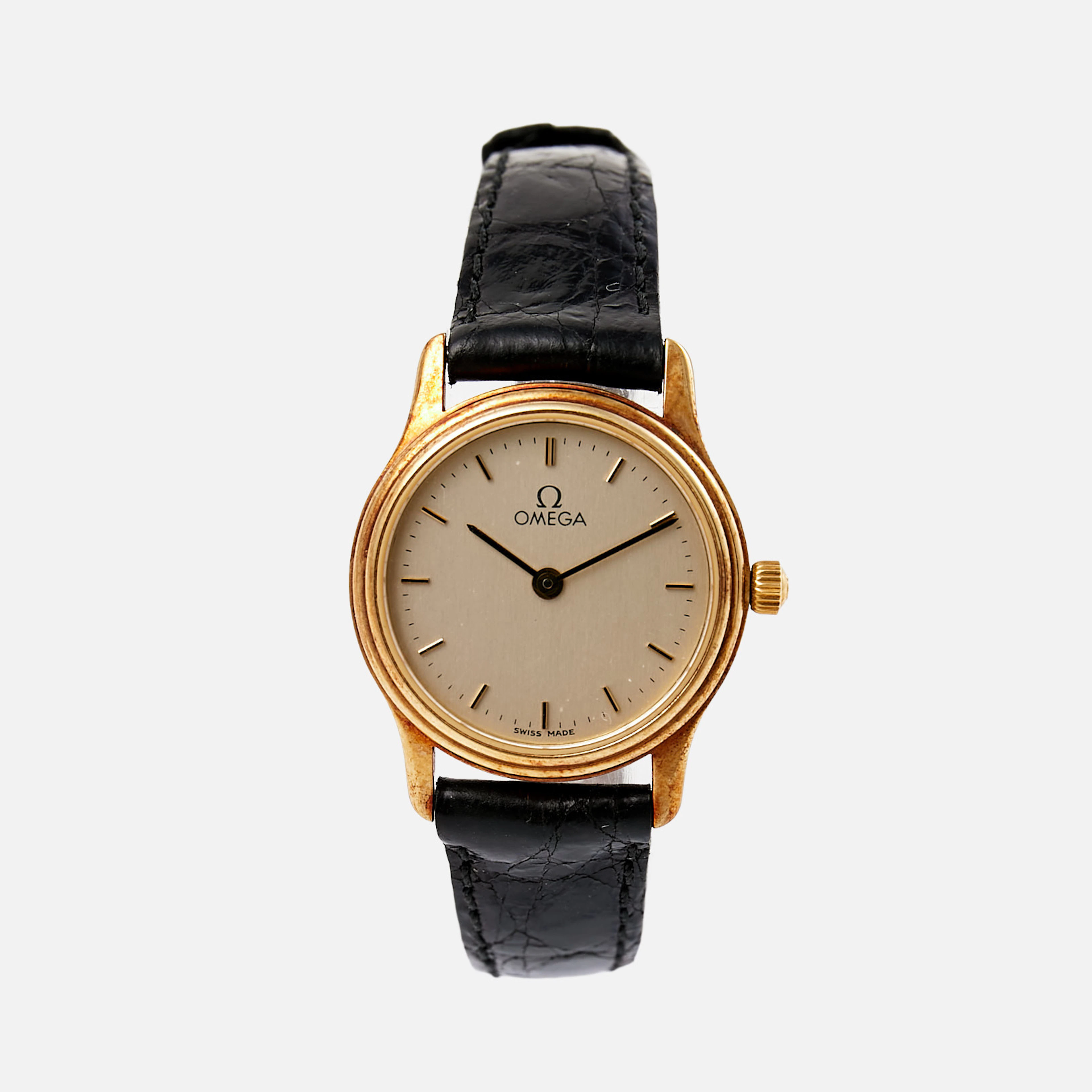 OMEGA, Quartz (Swiss made), boett i 14 k guld, ca 22,5 mm, 1980-tal