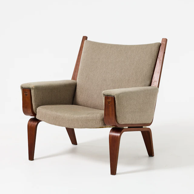 HANS J WEGNER. Fåtölj, prototyp av modell "GE501", Getama, Danmark