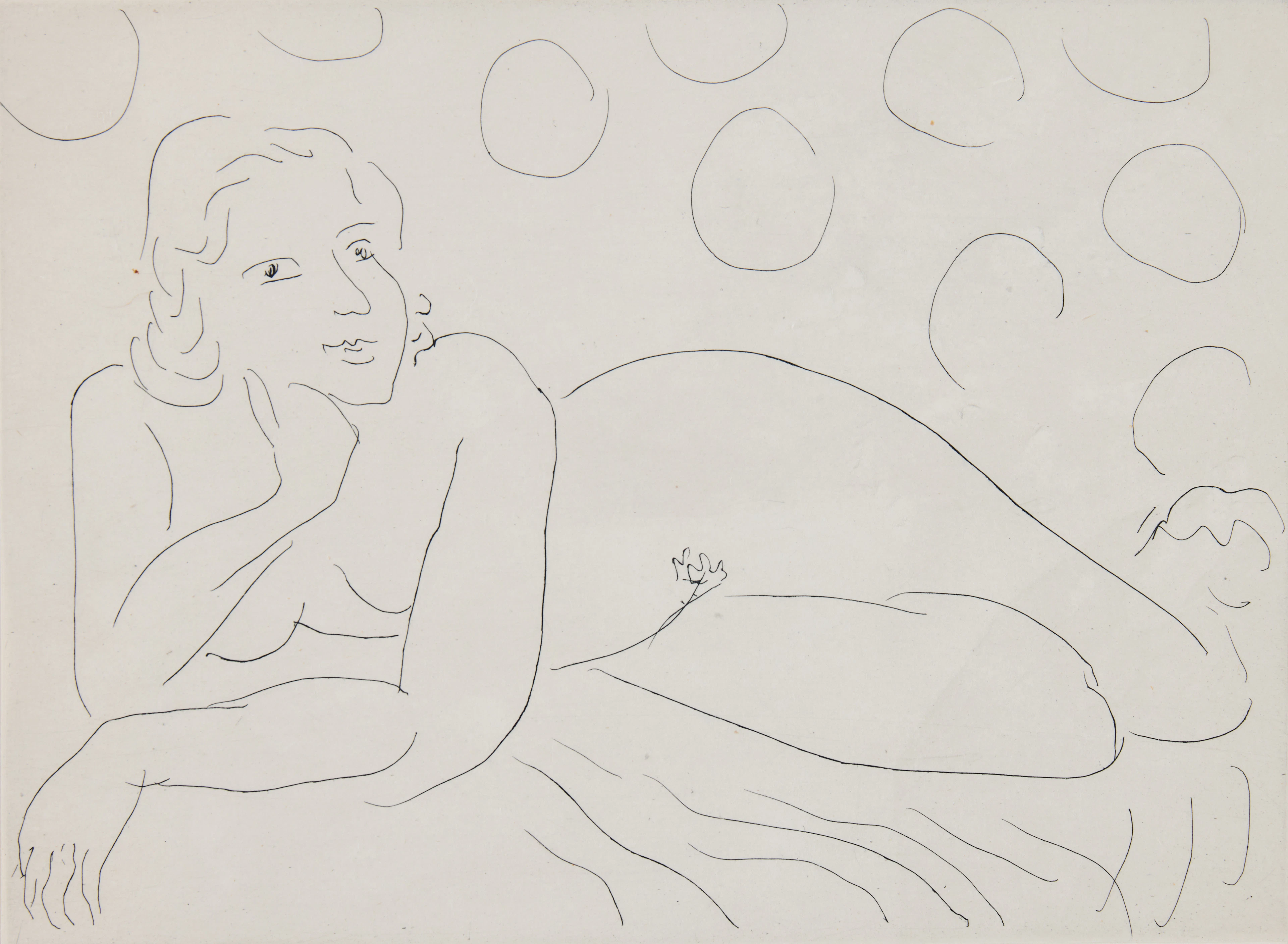 HENRI MATISSE. "Nu allongé sur fond à motifs circulaires".