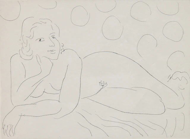 HENRI MATISSE. "Nu allongé sur fond à motifs circulaires".
