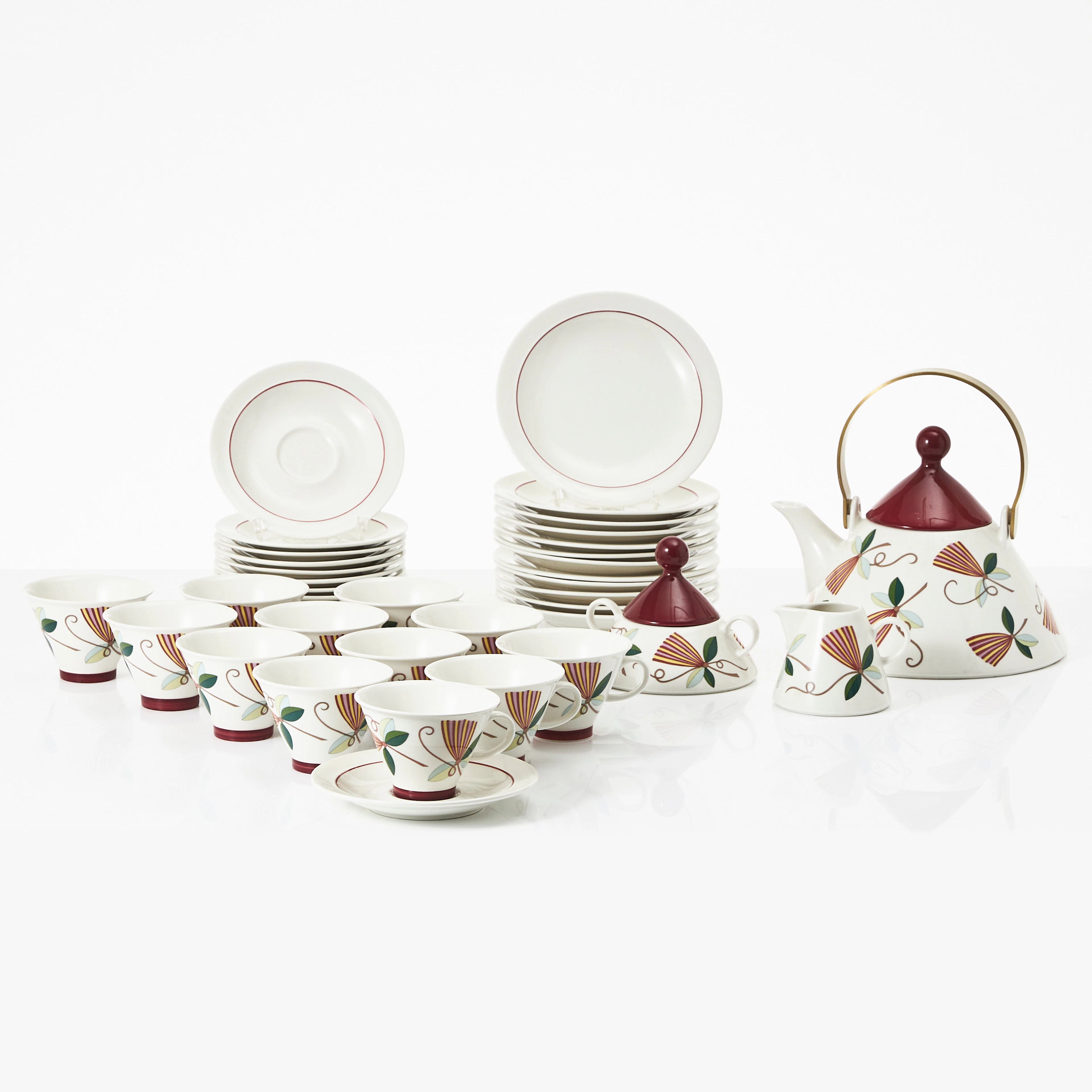 INKERI LEIVO. "Harlekin", kaffeservis, 27 dlr, Arabia, Finland, formgivningsår