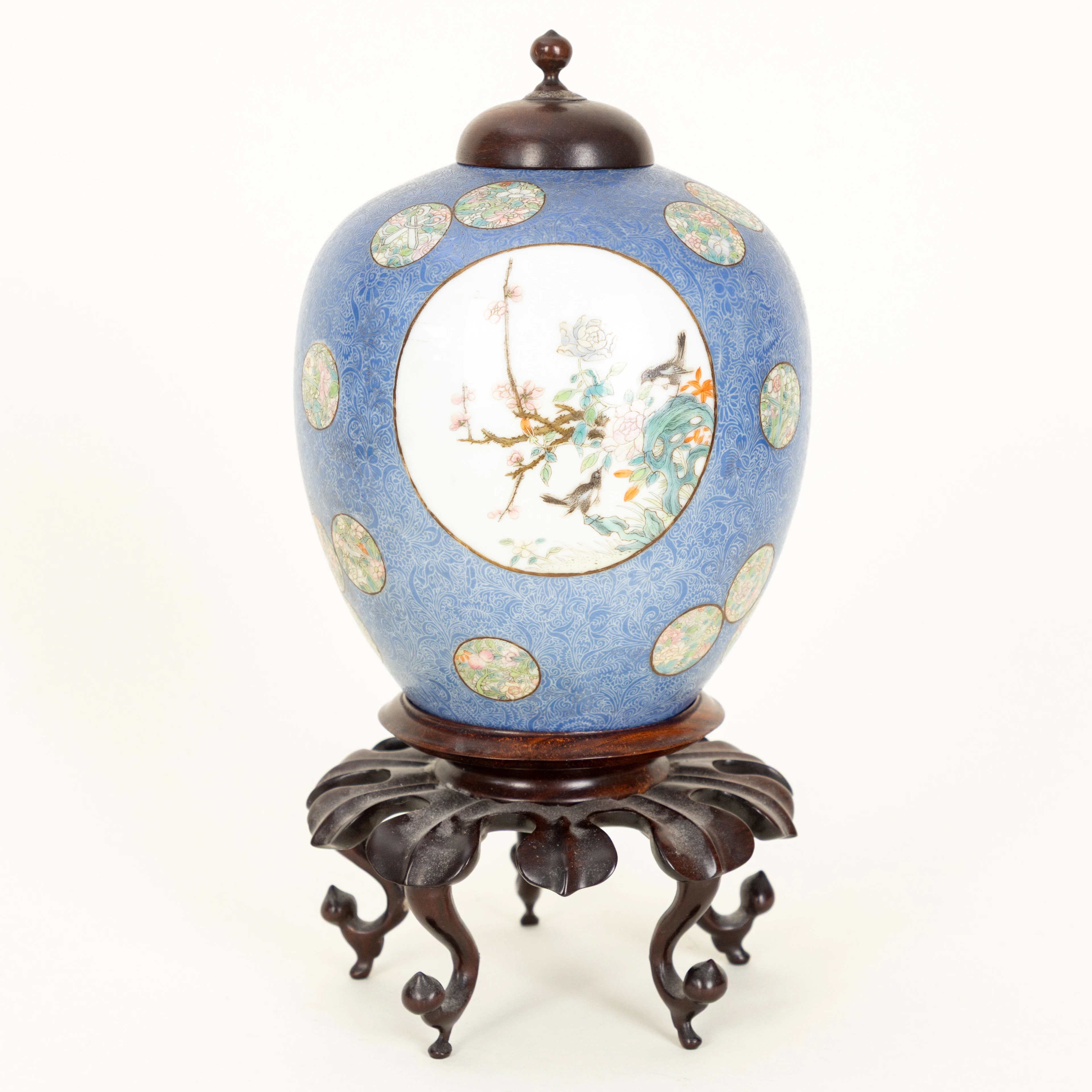Blaue Kugelvase, Qianlong-Marke, China, Republik-Zeit, Anfang 20. Jh.