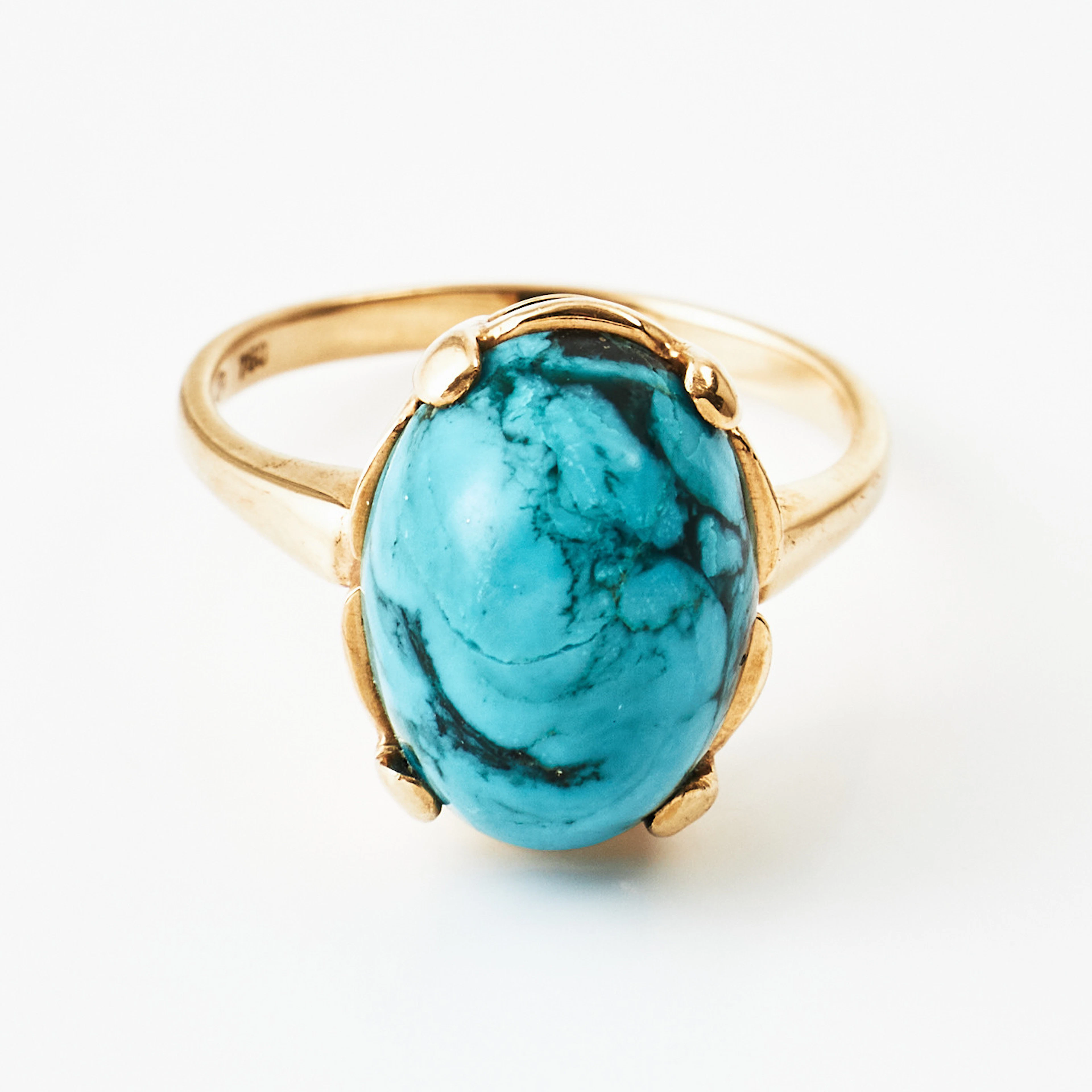 RING, 18K guld och turkos, 1950/60-tal, svensk importstämpel.