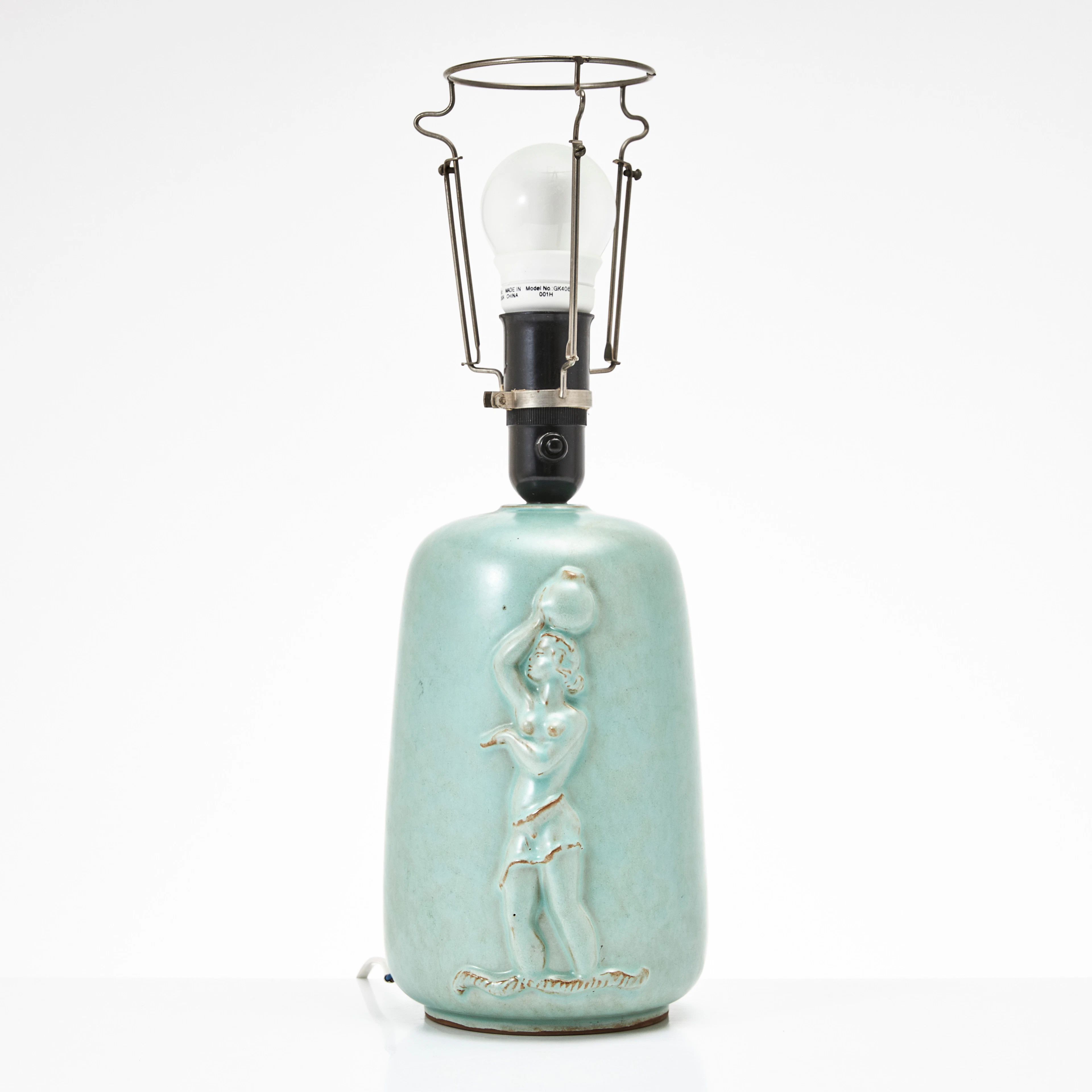 EINAR LUTERKORT. Bordslampa, lergods, Upsala Ekeby, glaserat i lergods.