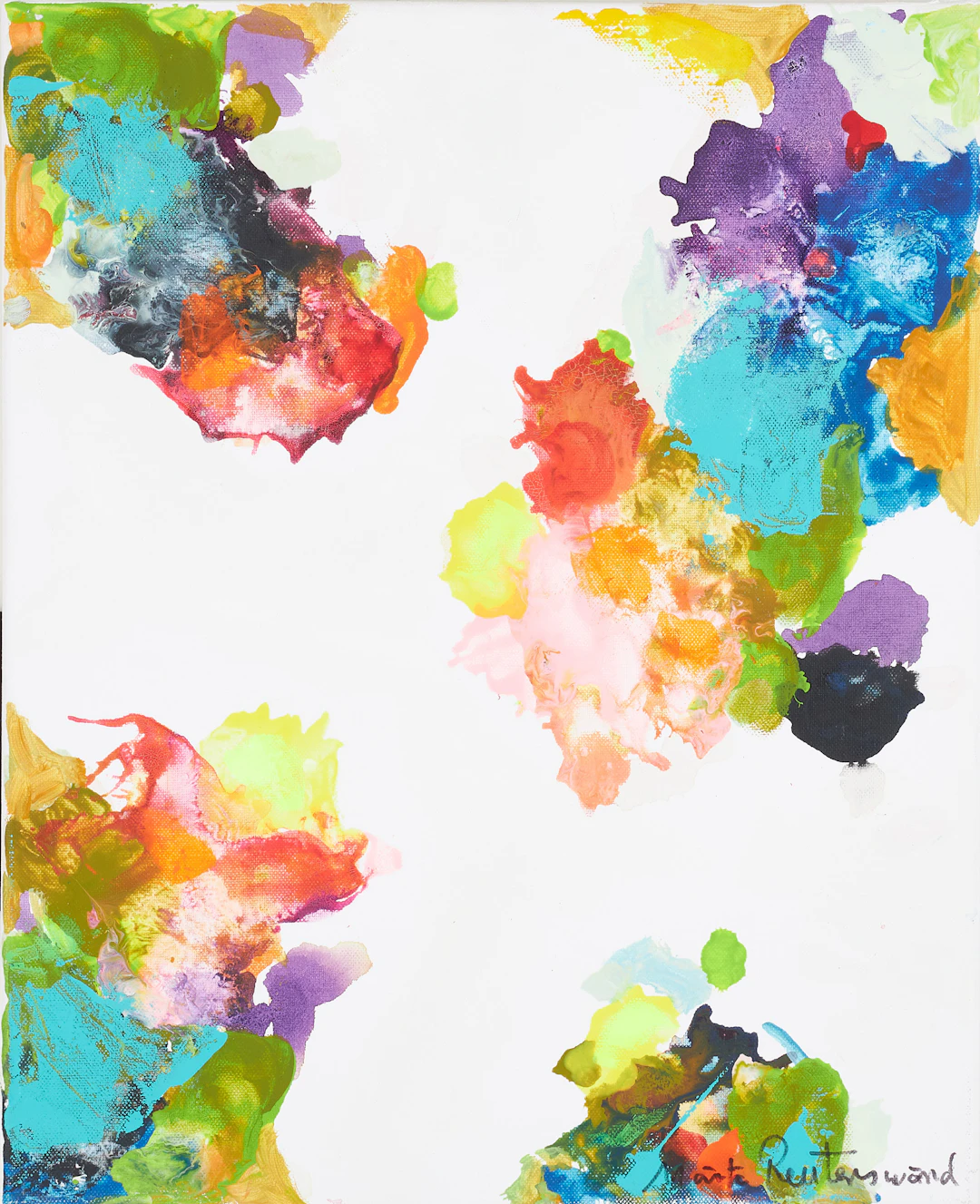 MÄRTA REUTERSWÄRD. "Kalejdoskop", akryl och gouache på duk, signerad.