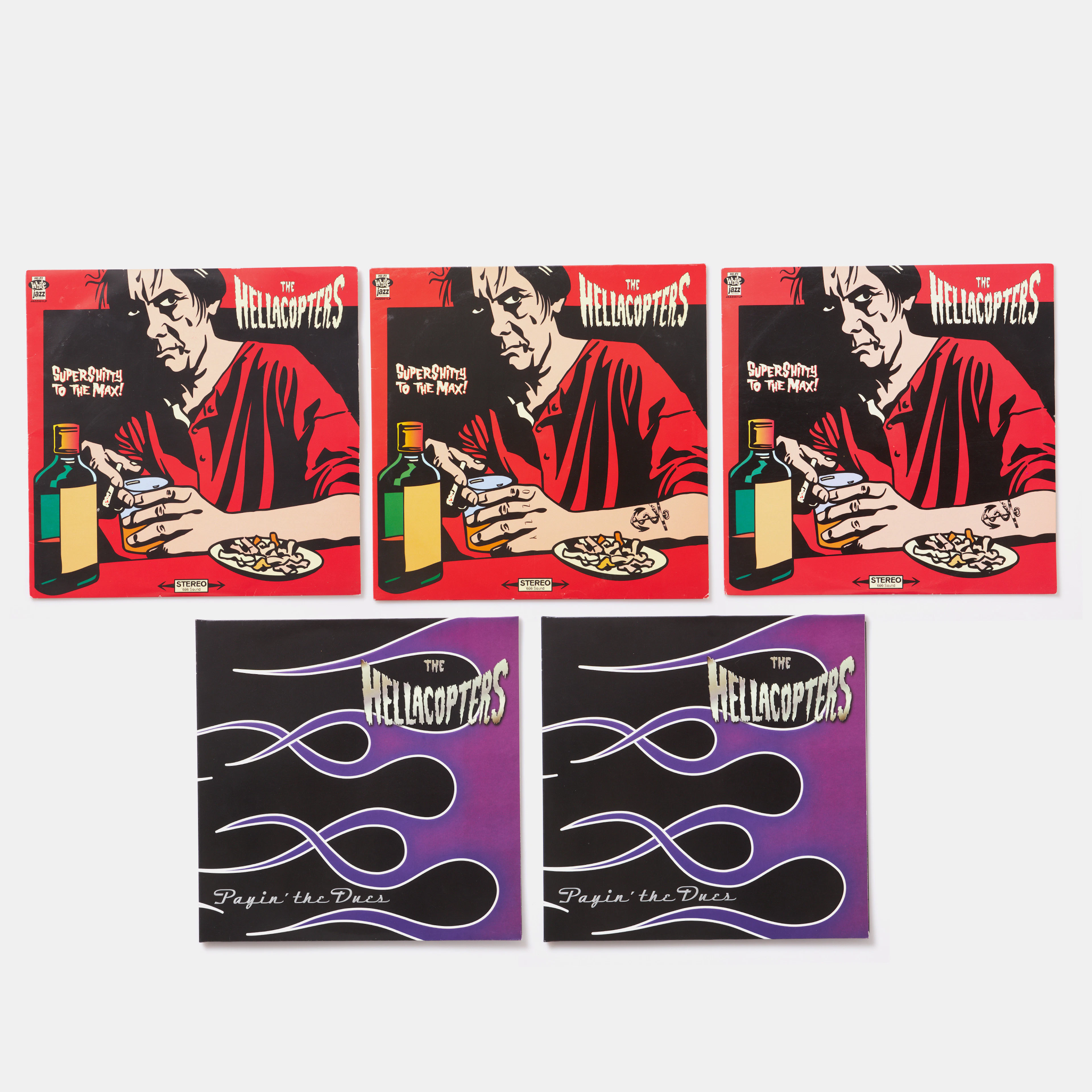 THE HELLACOPTERS, samling 5 LPs, 3 styck "Supershitty to the max!"