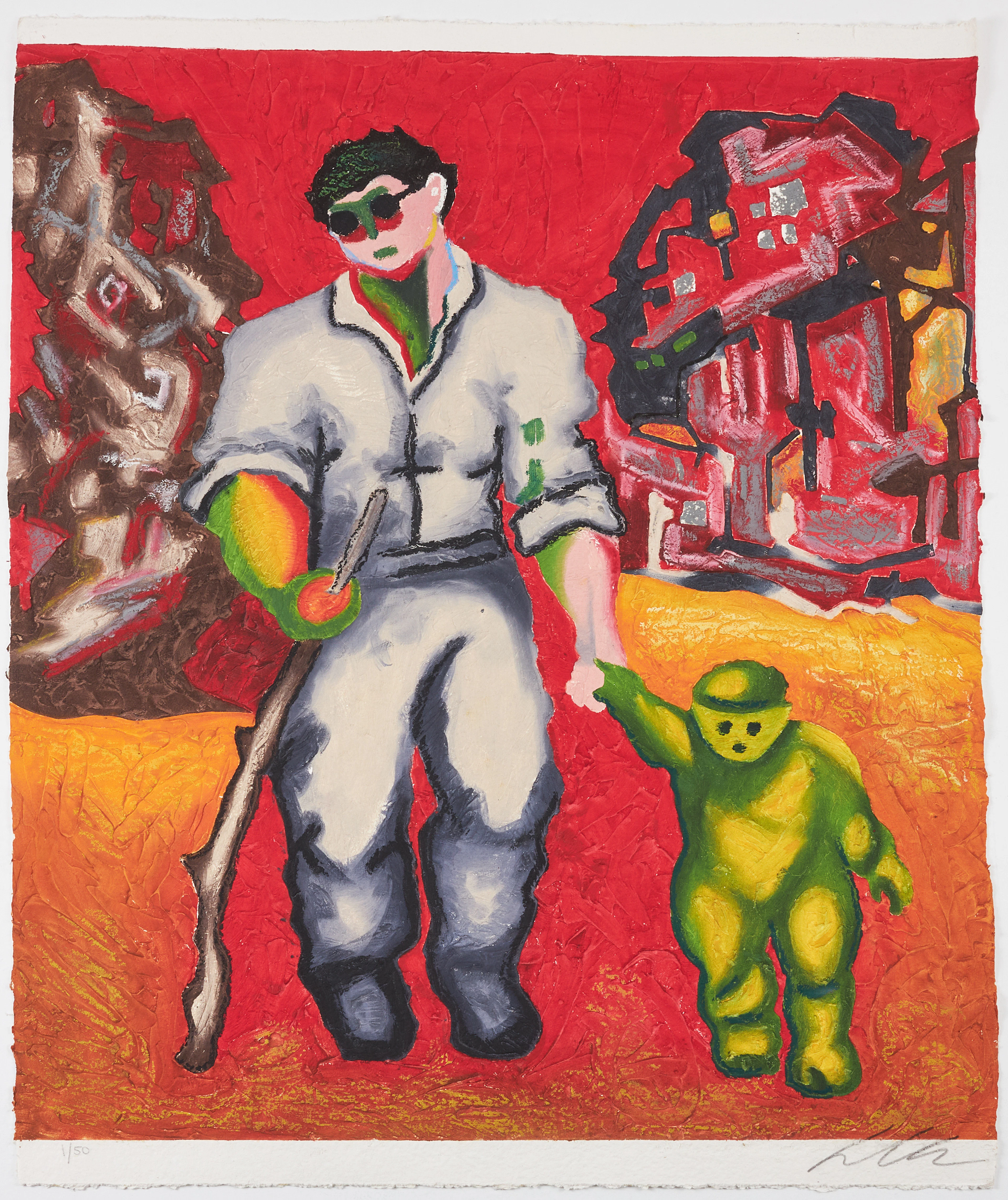 SANDRO CHIA (FÖDD 1946). figurscen, carborundumetsning, signerad och
